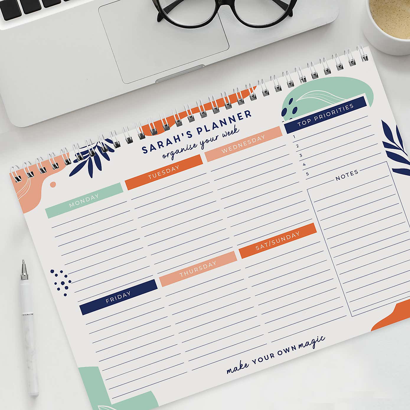 Personalised Tropical A4 Desk Planner