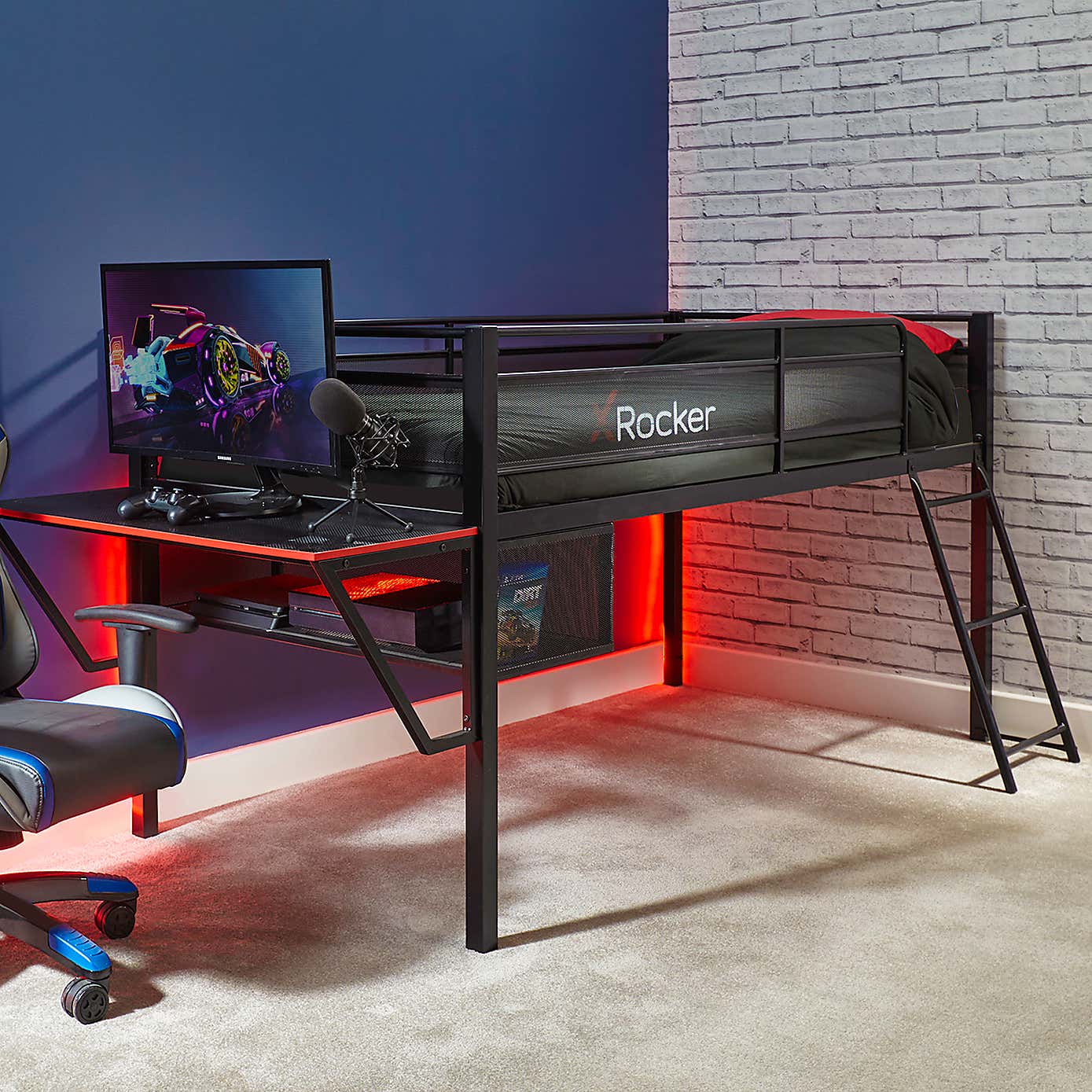 X Rocker Sanctum Gaming Mid Sleeper Bunk Bed with Desk