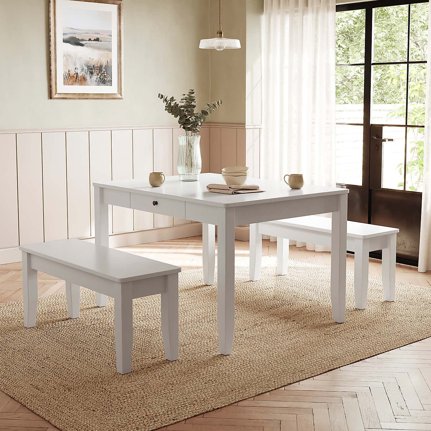 Lynton 4 Seater Dining Table and Bench Set