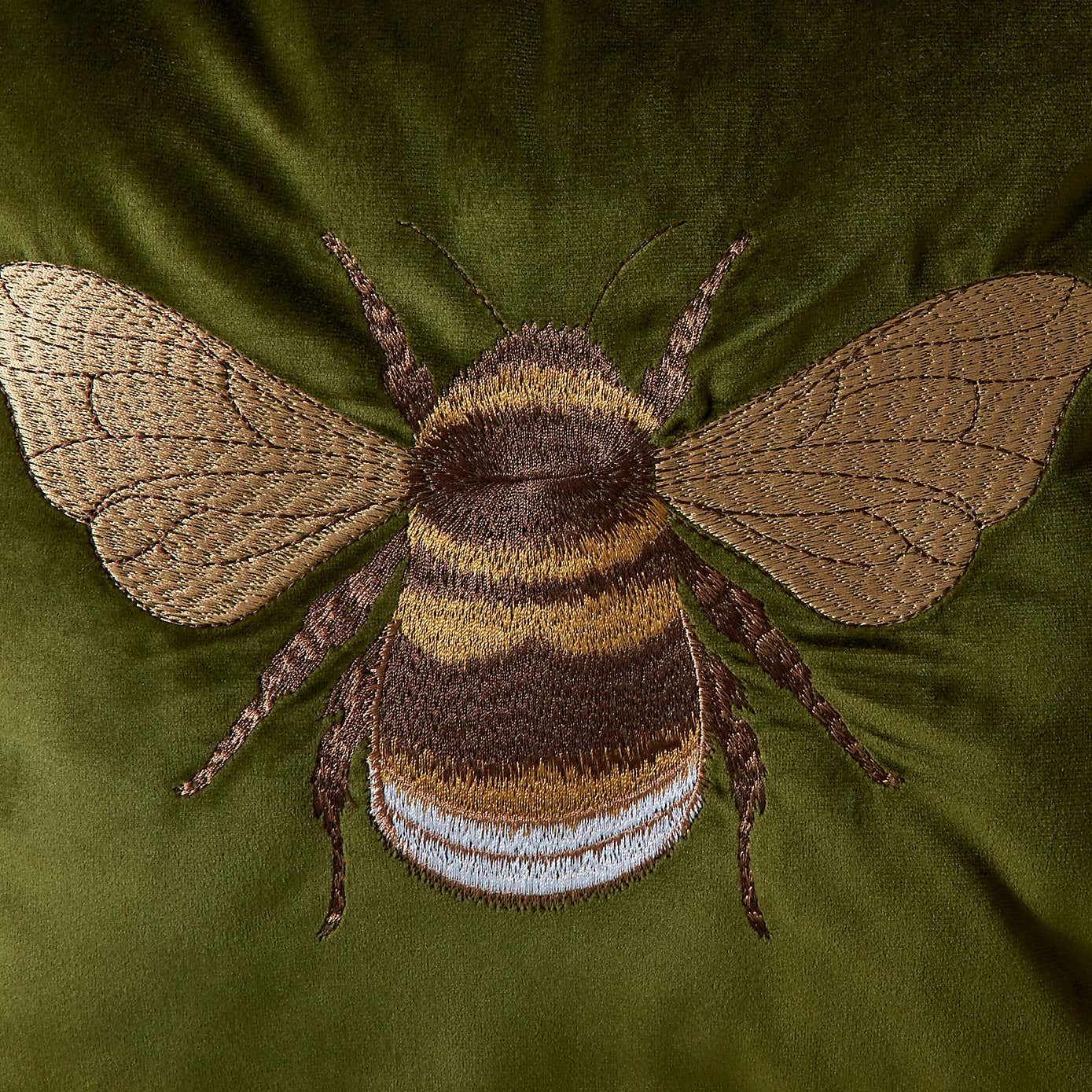 Embroidered Bee Square Cushion
