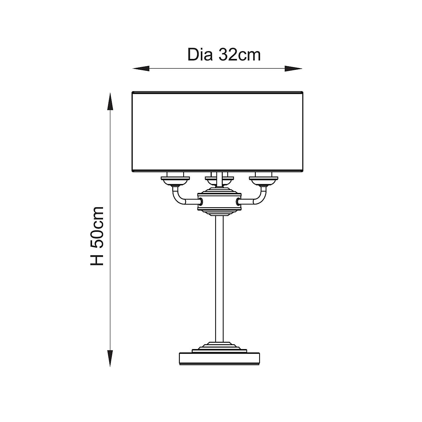 Vogue Sandringham Mid Century 3 Light Table Lamp