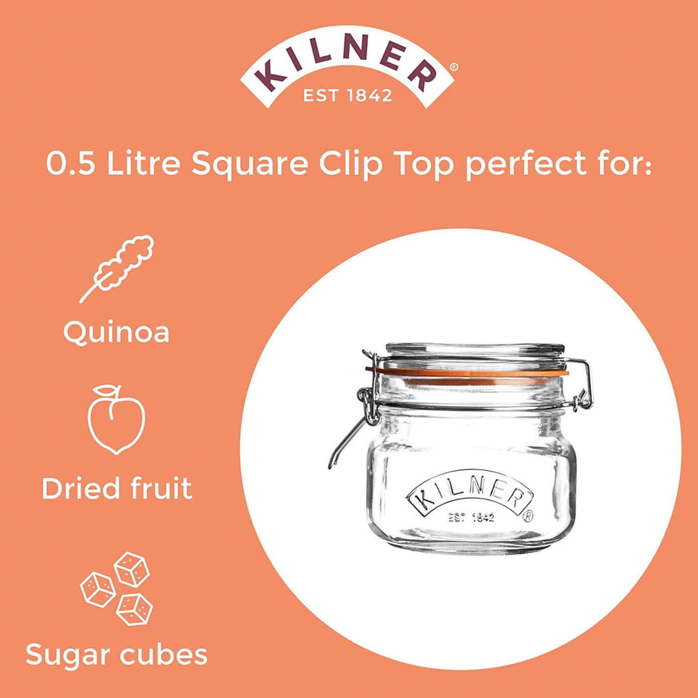 Kilner 0.5 Litres Clip Top Glass Jar