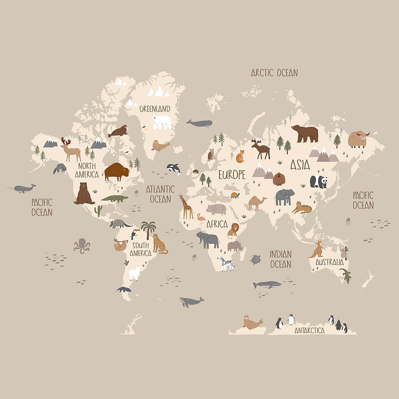 World Map Wall Mural