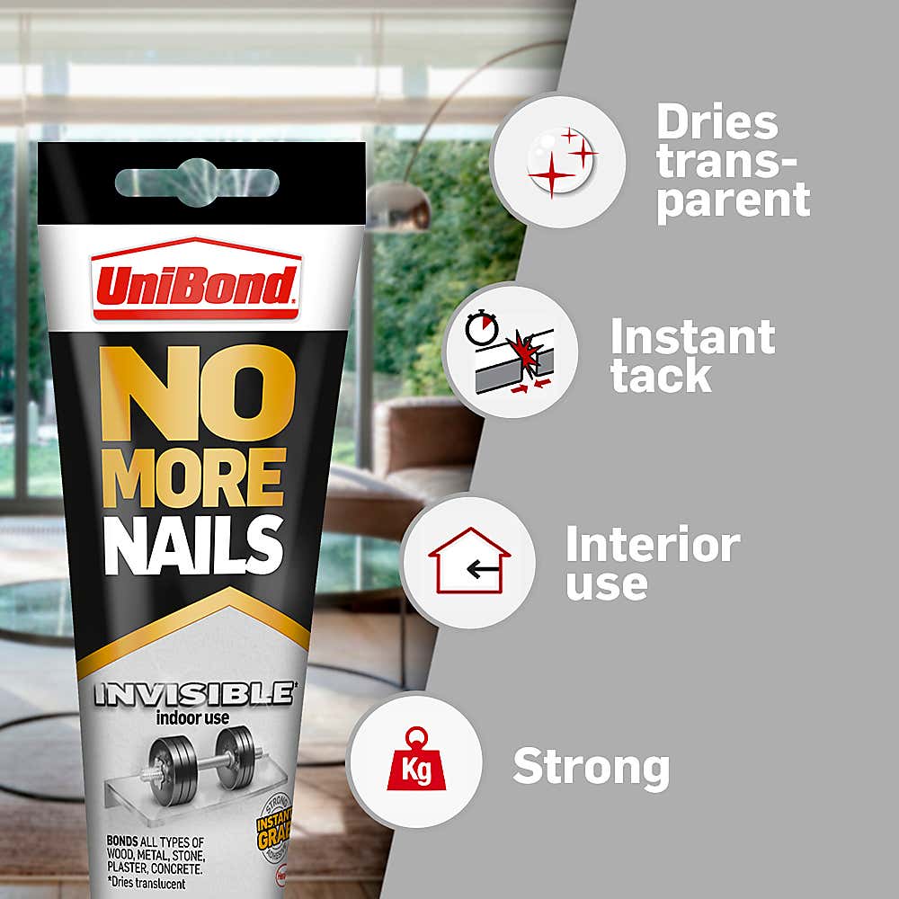 UniBond No More Nails Invisible Adhesive Tube 184g