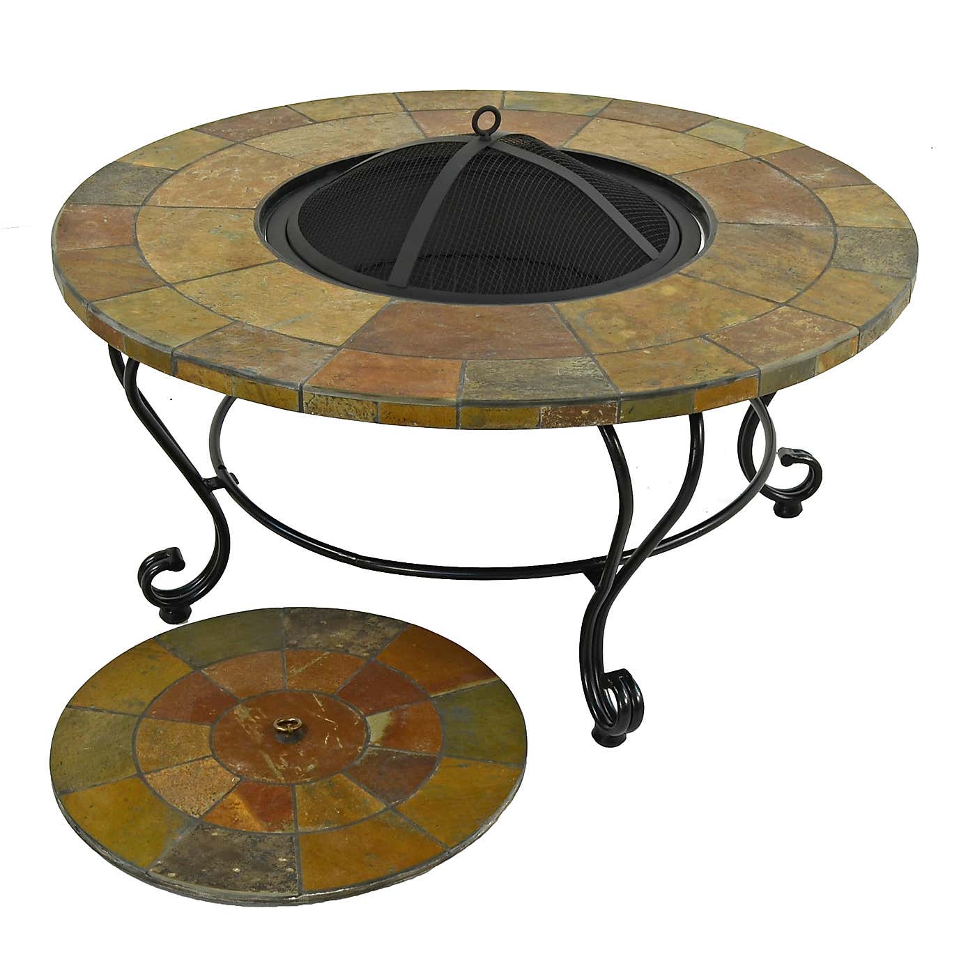 Byron Manor Baltimore Round Firepit Coffee Table with 4 Westfield Lounge Chairs