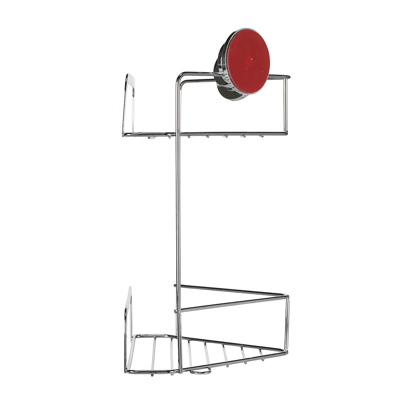 Croydex Stick-n-Lock 2 Tier Corner Basket