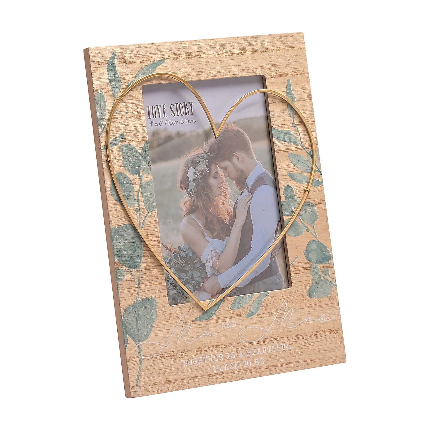 Love Story Mr & Mrs Wire Heart Photo Frame