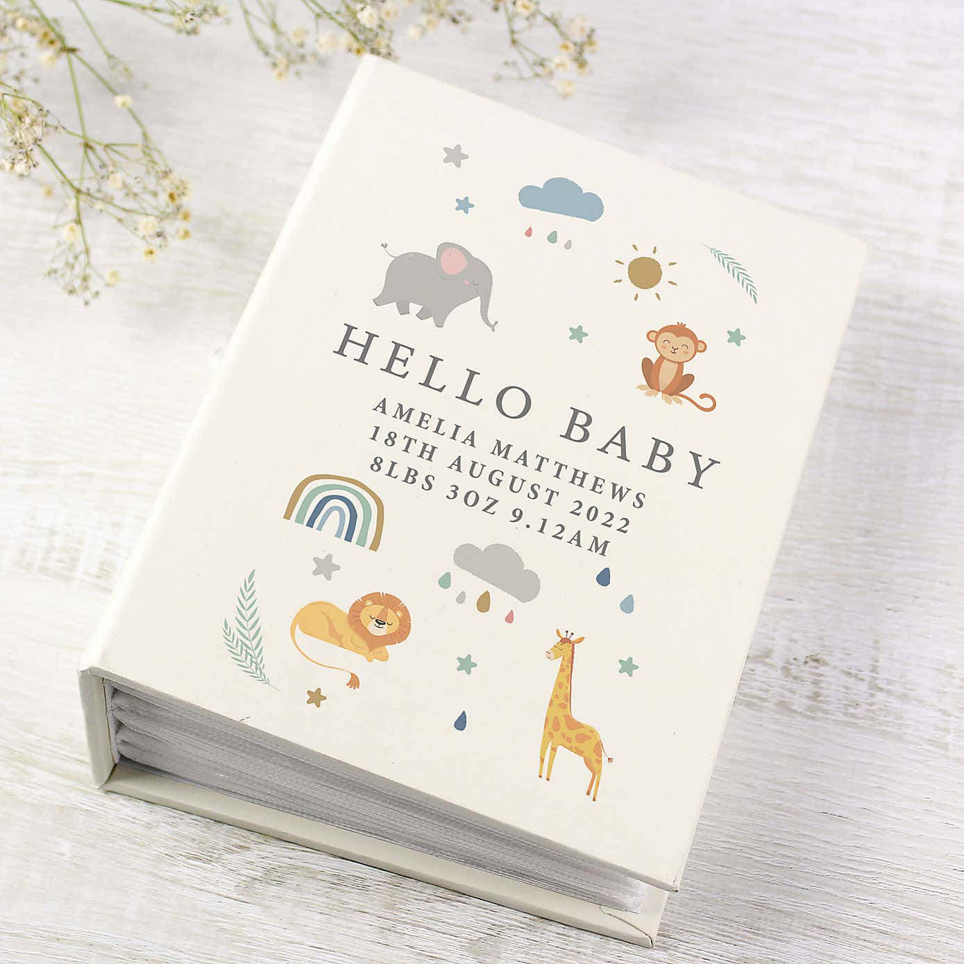 Personalised Safari Animals Photo Album with Sleeves