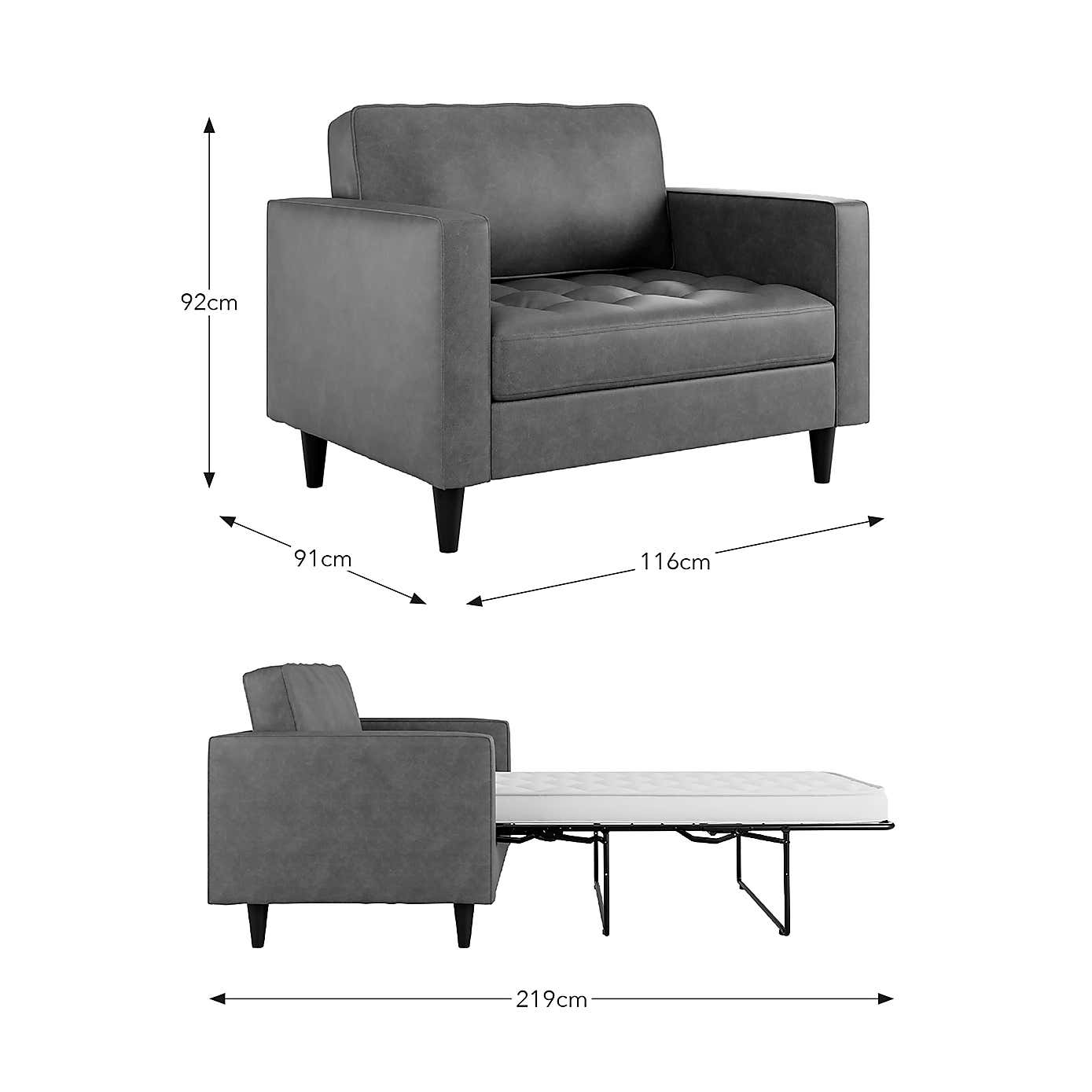 Zoe Faux Leather Snuggle Single Sofa Bed