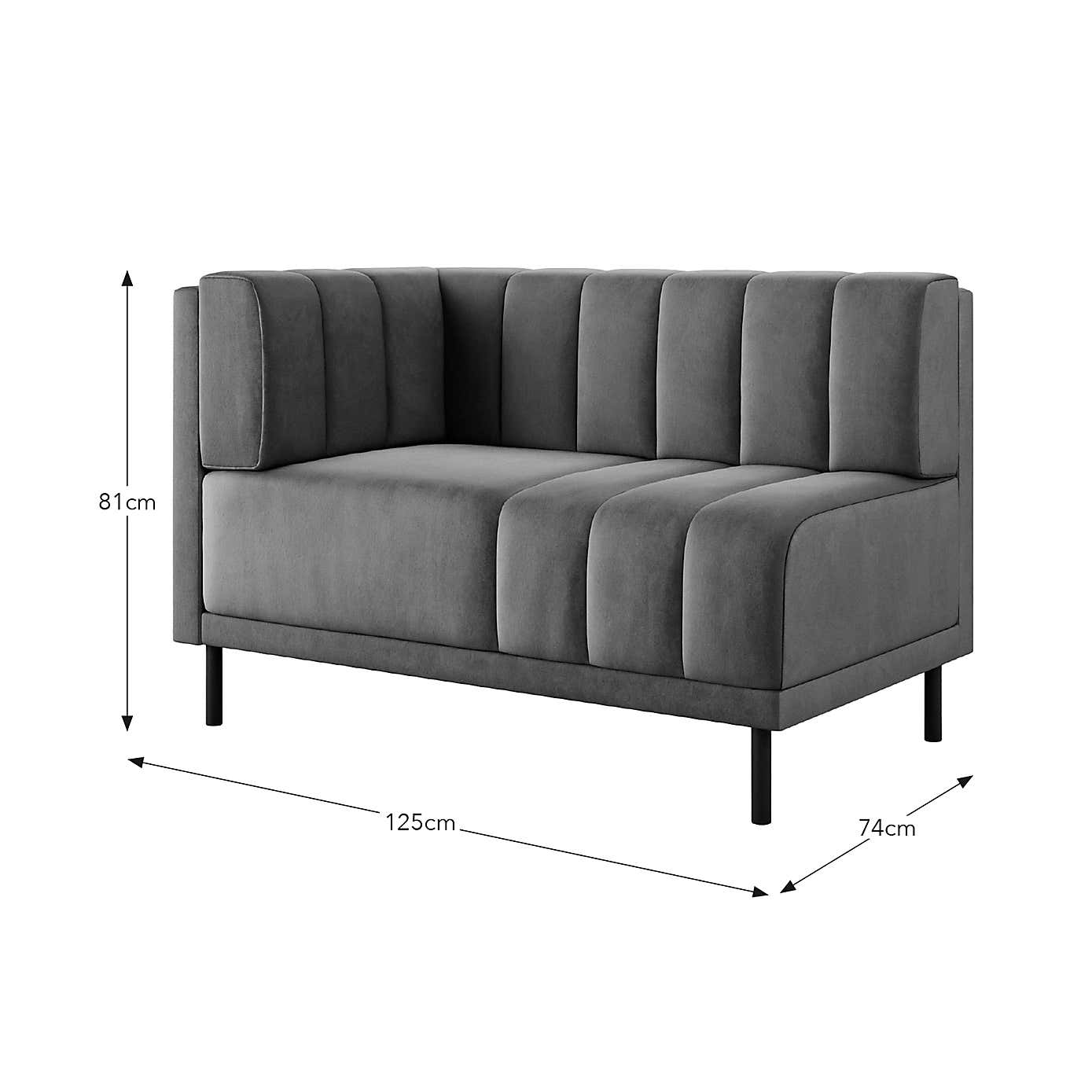 Amali Corner Dining Bench, Matte Plush Velvet