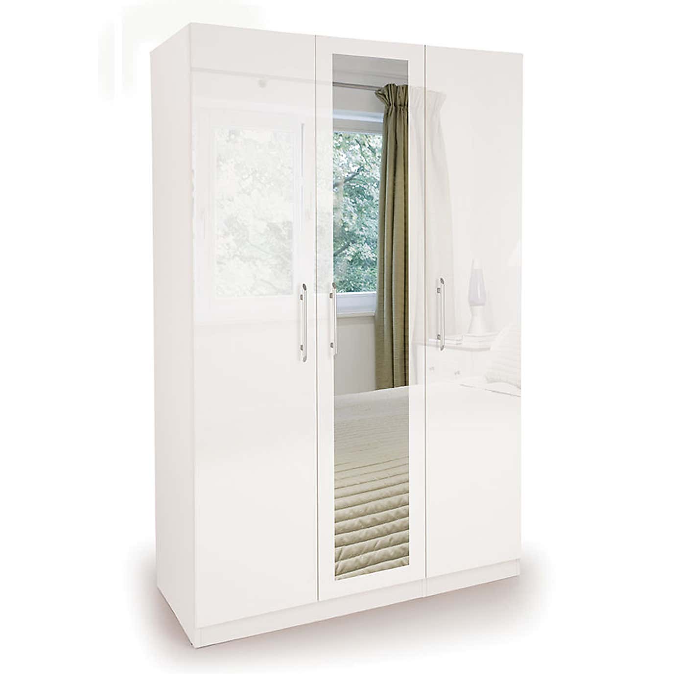 Angel High Gloss 3 Door Mirror Wardrobe