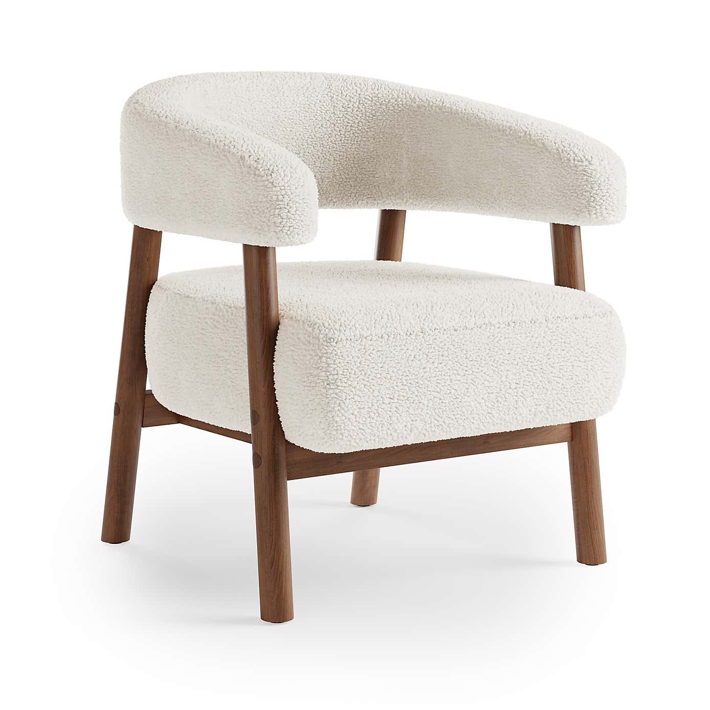 Cleo Curved Sherpa Accent Chair, Ivory