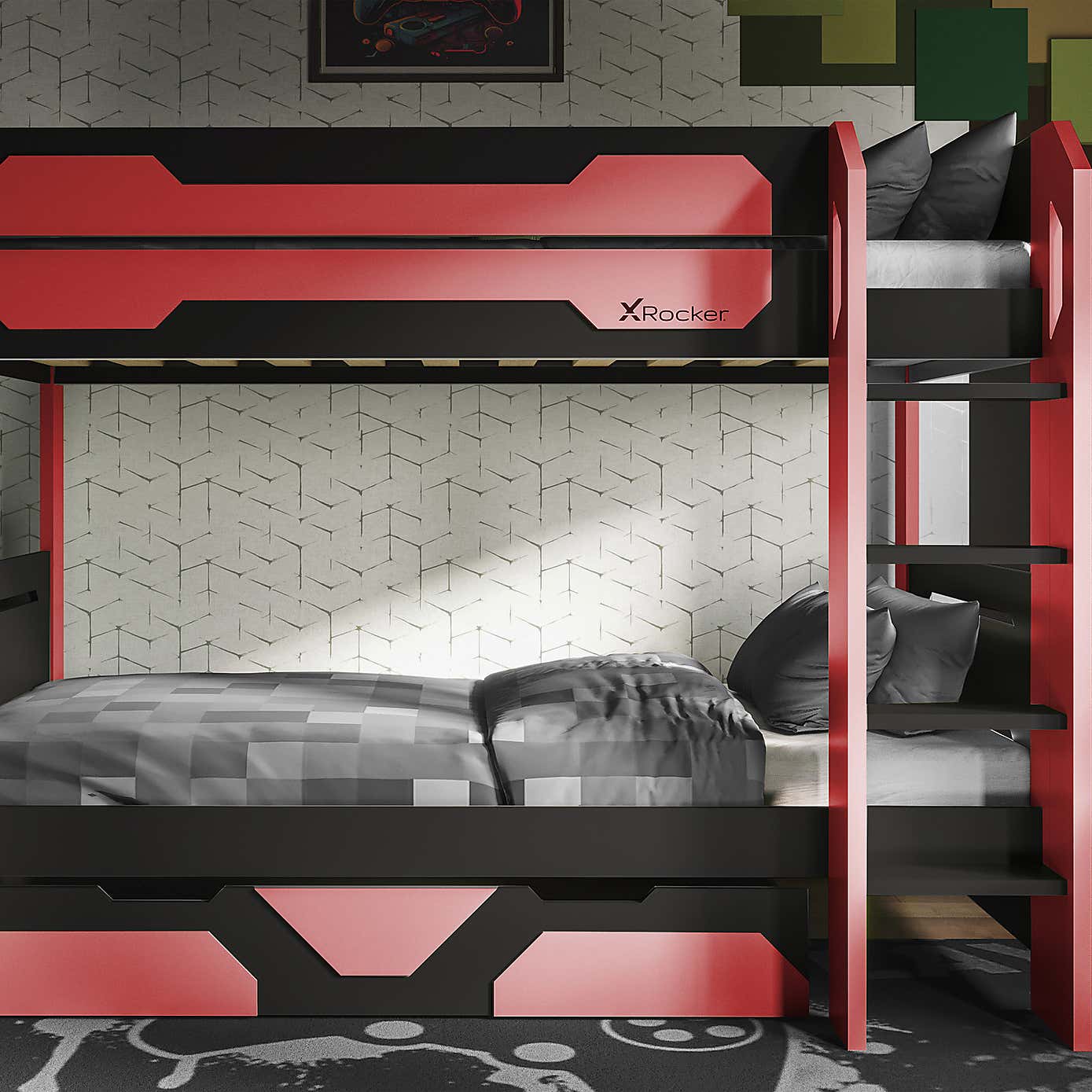 X Rocker Battalion Gaming Bunk Bed with Trundle