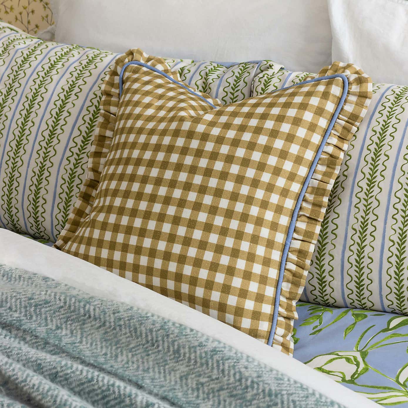 furn. Maude Gingham Cotton Square Cushion