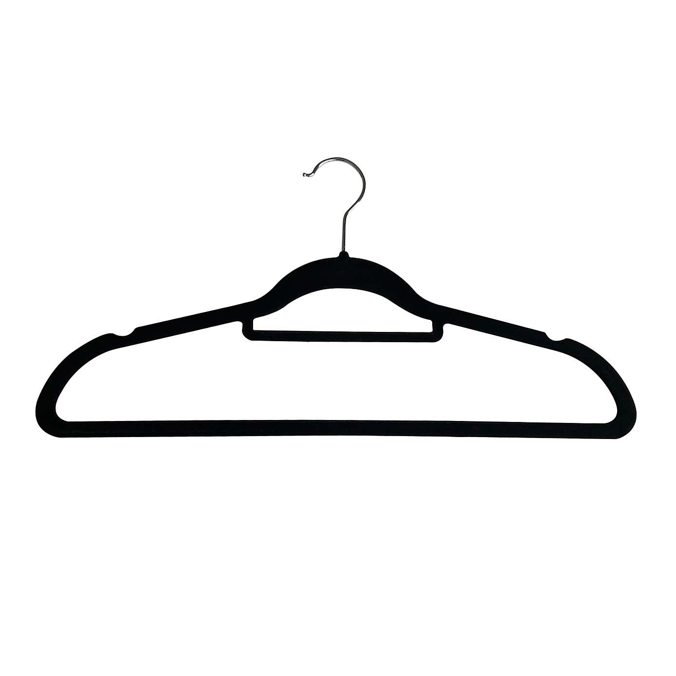 Set Of 25 Black Flocked Hangers
