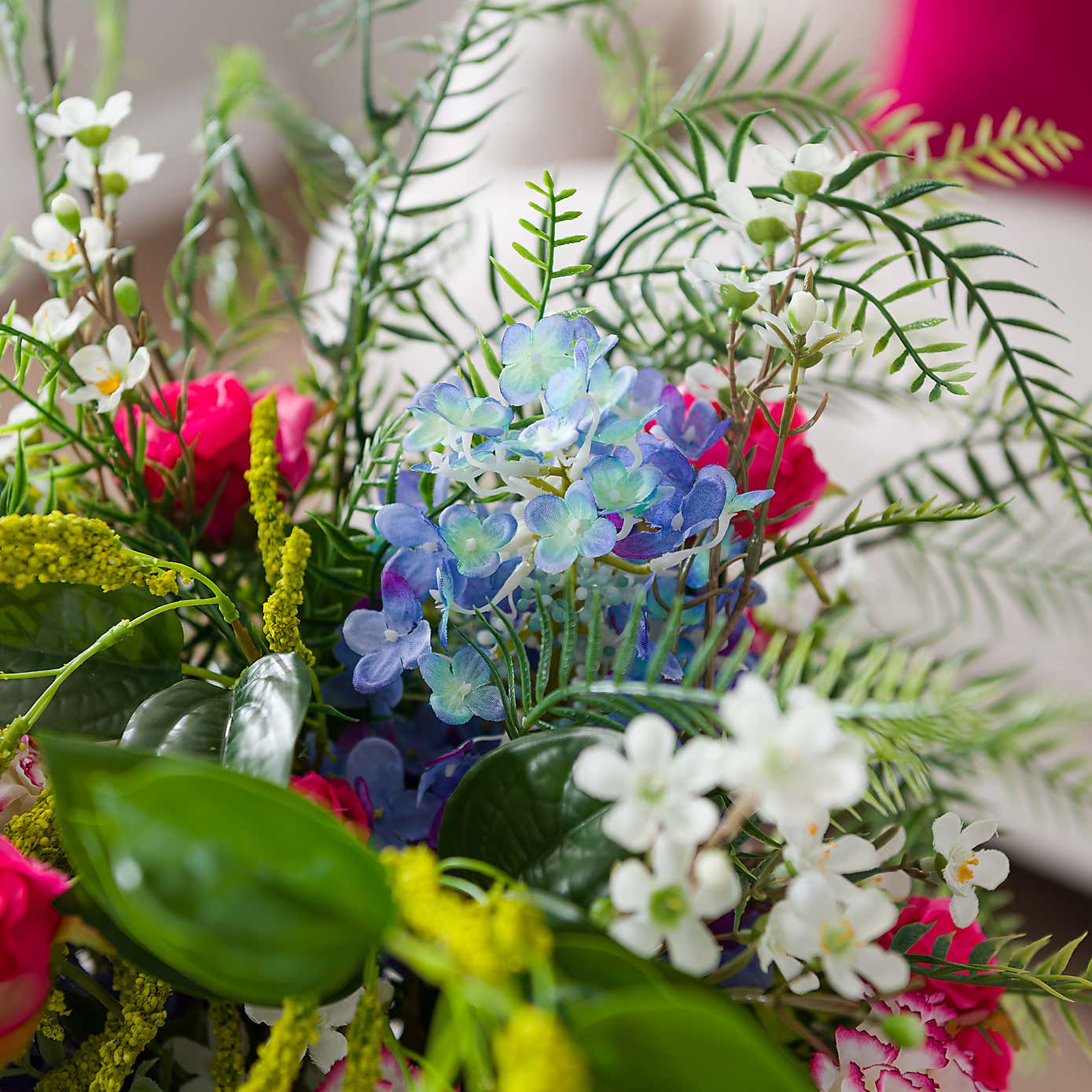 Artificial Bright Florals & Fern Bouquet