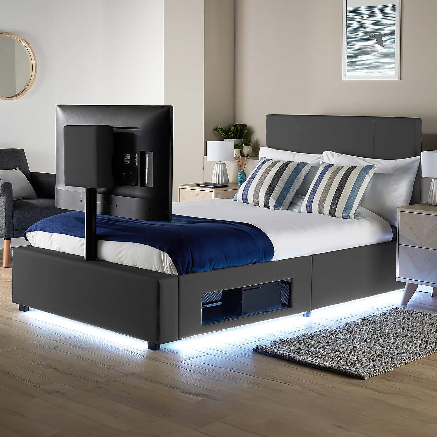X Rocker Living Ava TV Bed with LED Lights and TV Mount
