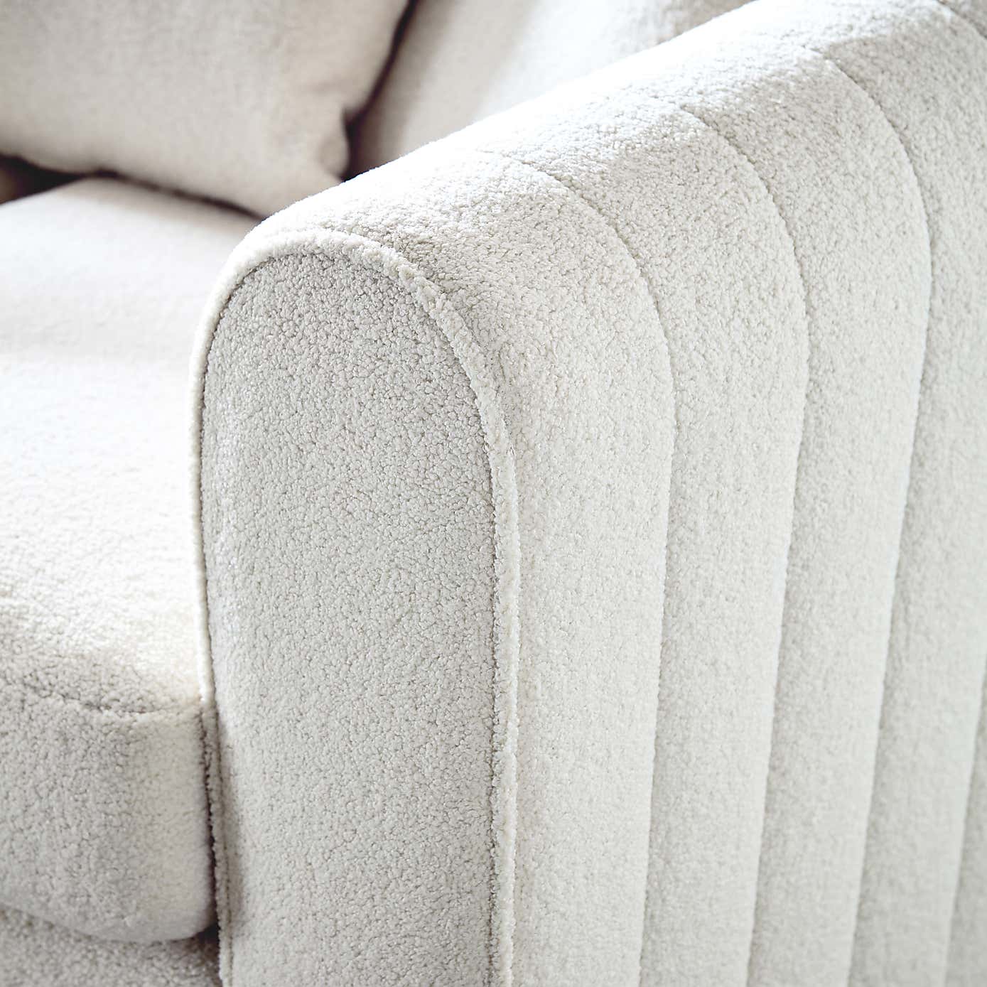 Blake Cosy Sherpa Quilted Arm Corner Chaise Ivory