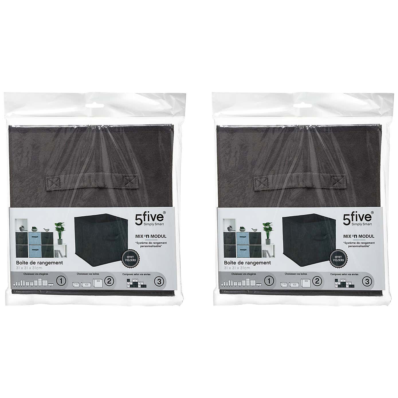 Mix and Modul Set of 2 Velvet Cube Storage Boxes