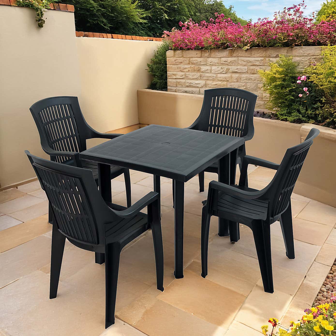 Trabella Alana Square Patio Table with 4 Bonnie Chairs