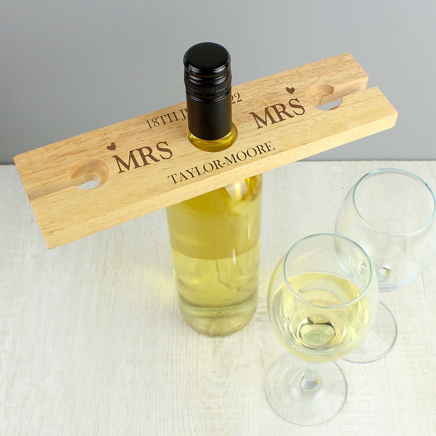 Personalised Married Couple Wine Glass and Bottle Holder
