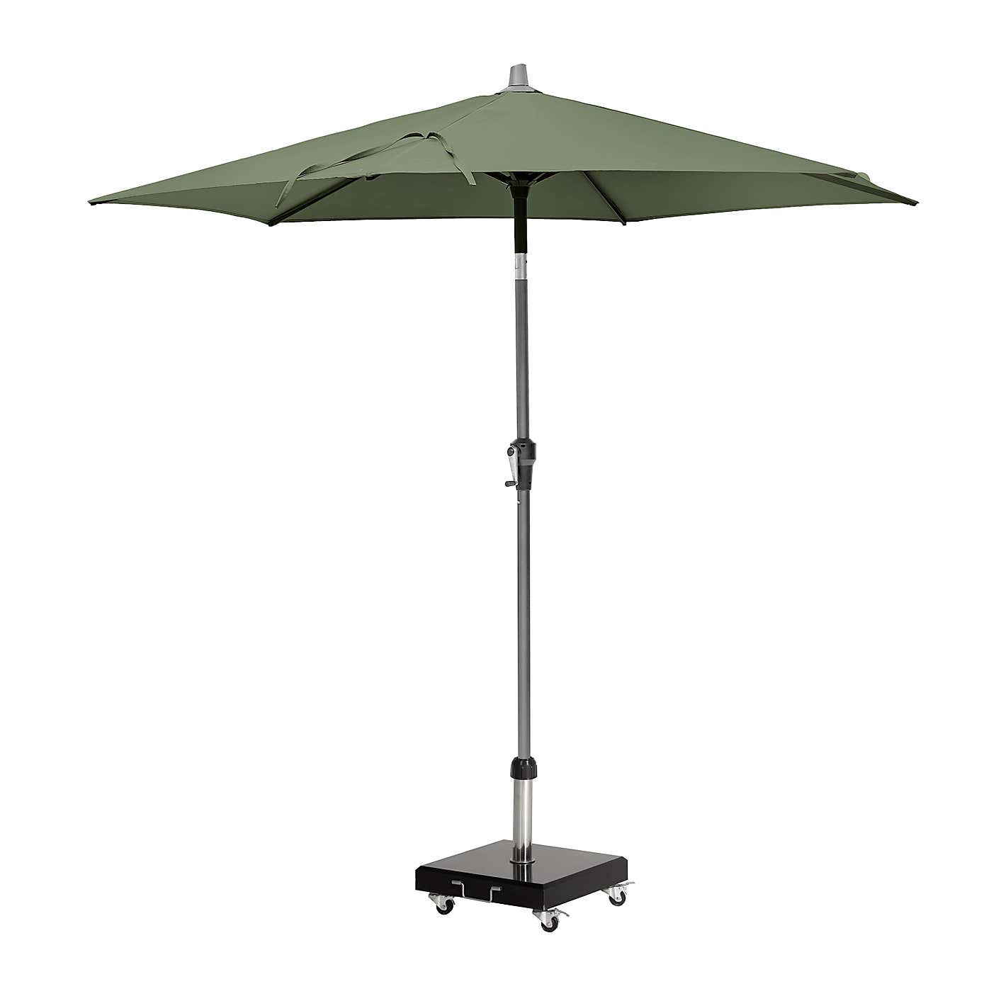 Riva 2.5m Round Parasol with Rome Polished Black Granite Wheeled Parasol Base