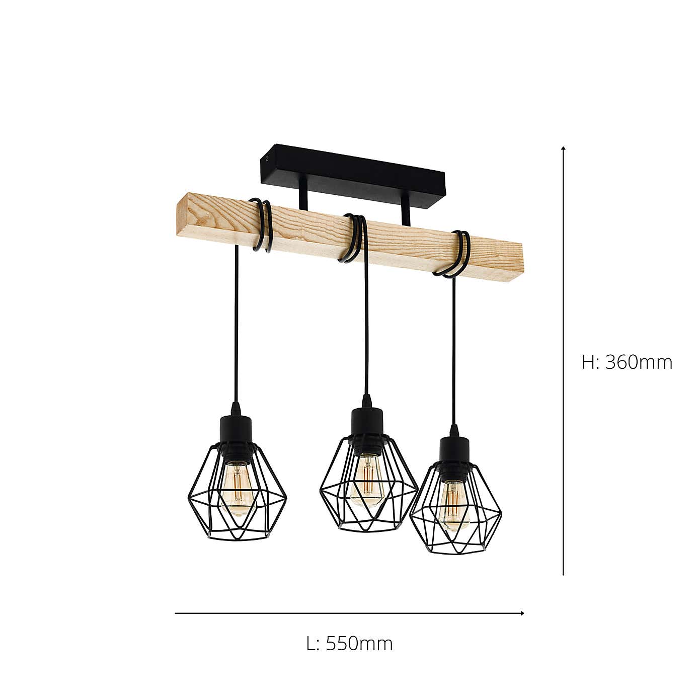 EGLO Townshend 5 3-Light Industrial Ceiling Light