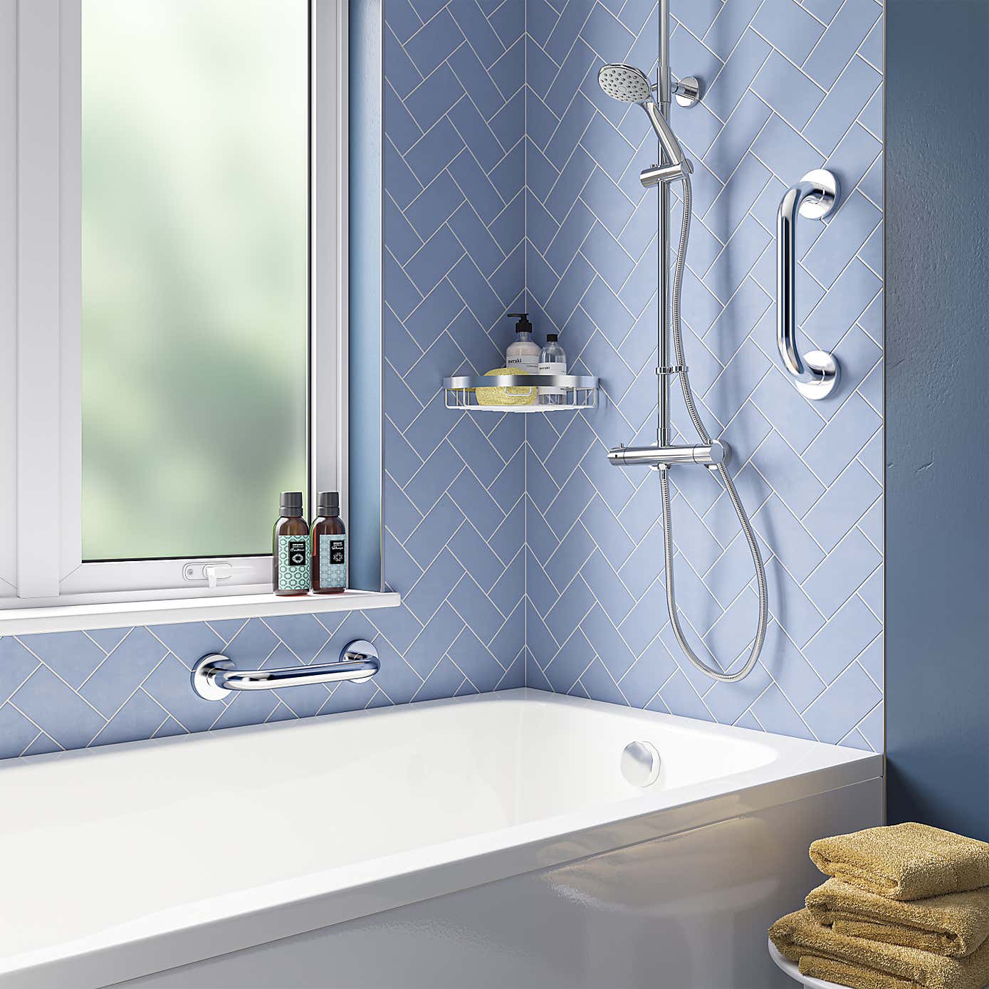 Silver Stainless Steel Grab Bar