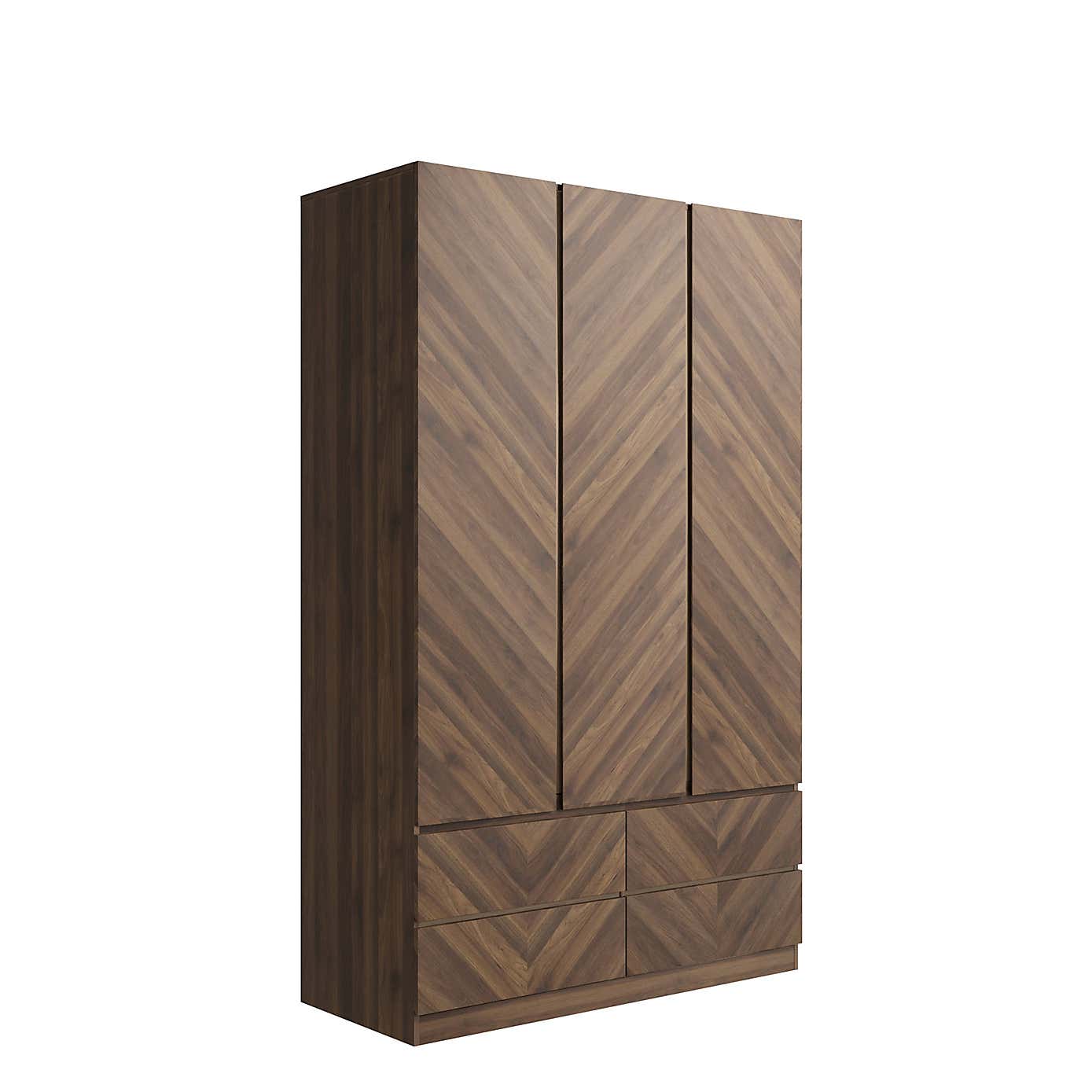 Taranto Triple, 4 Drawer Wardrobe Euro Oak