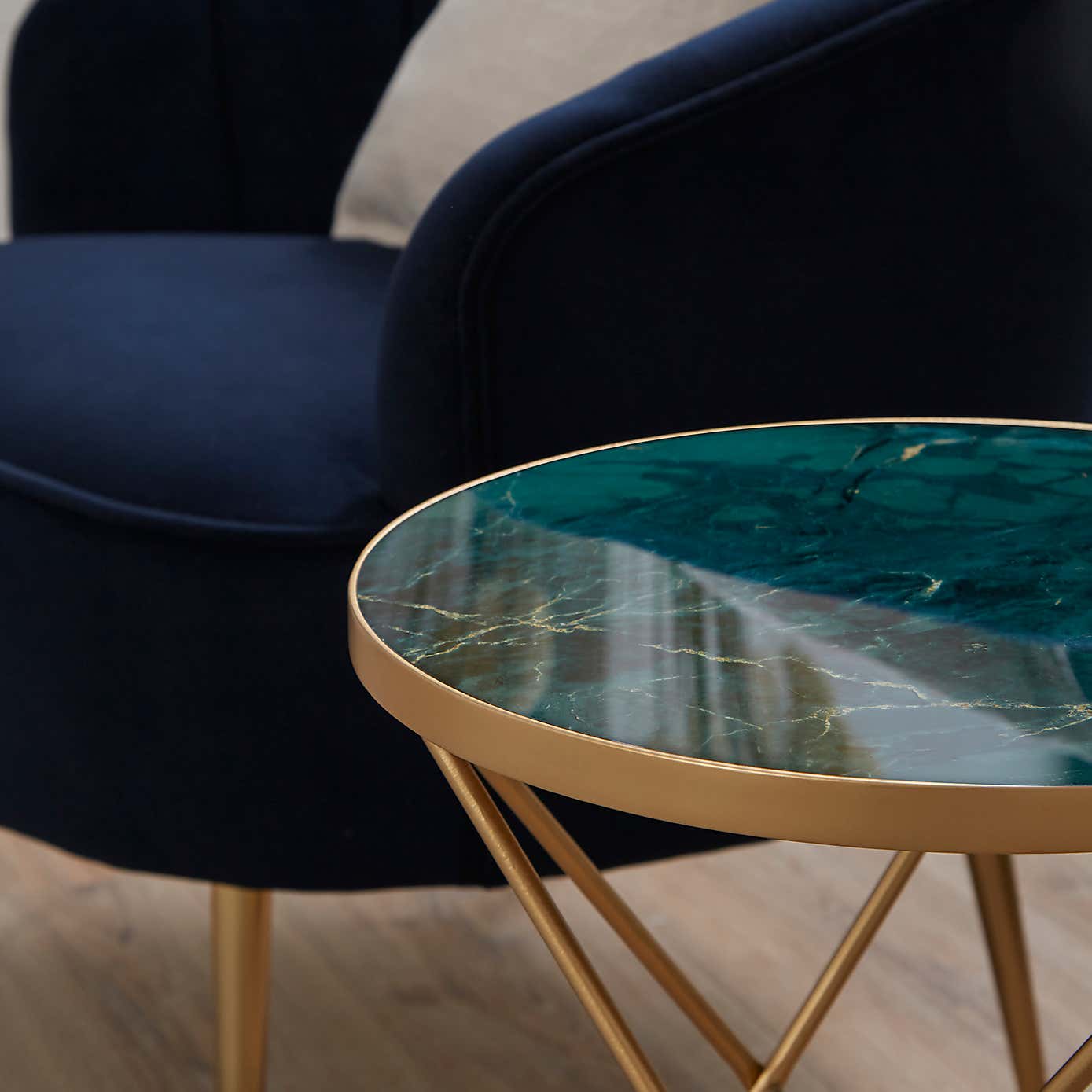 Zoey Green Marble Effect Side Table