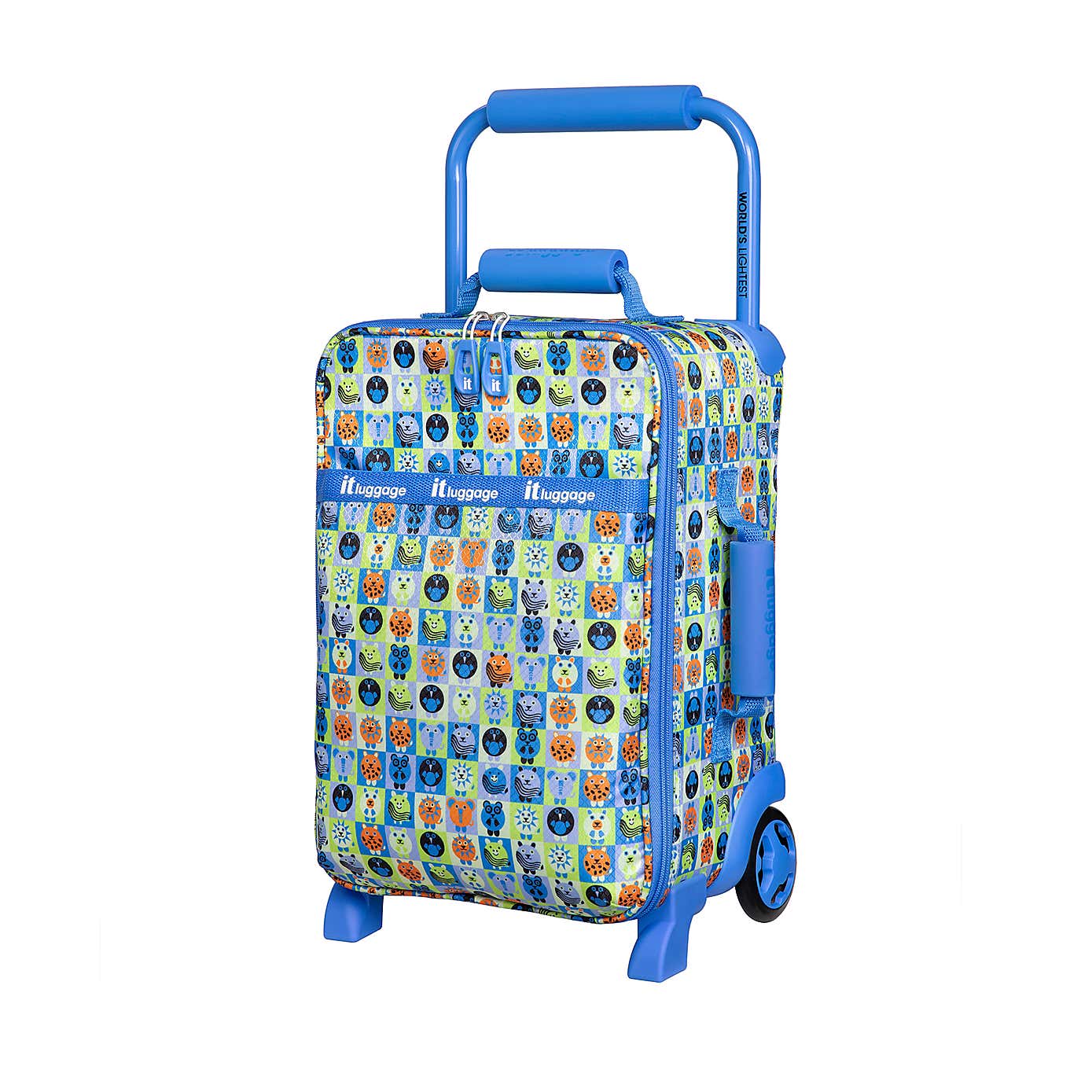 IT Luggage Curiosity Soft Shell Kiddies Minimals Blue Suitcase