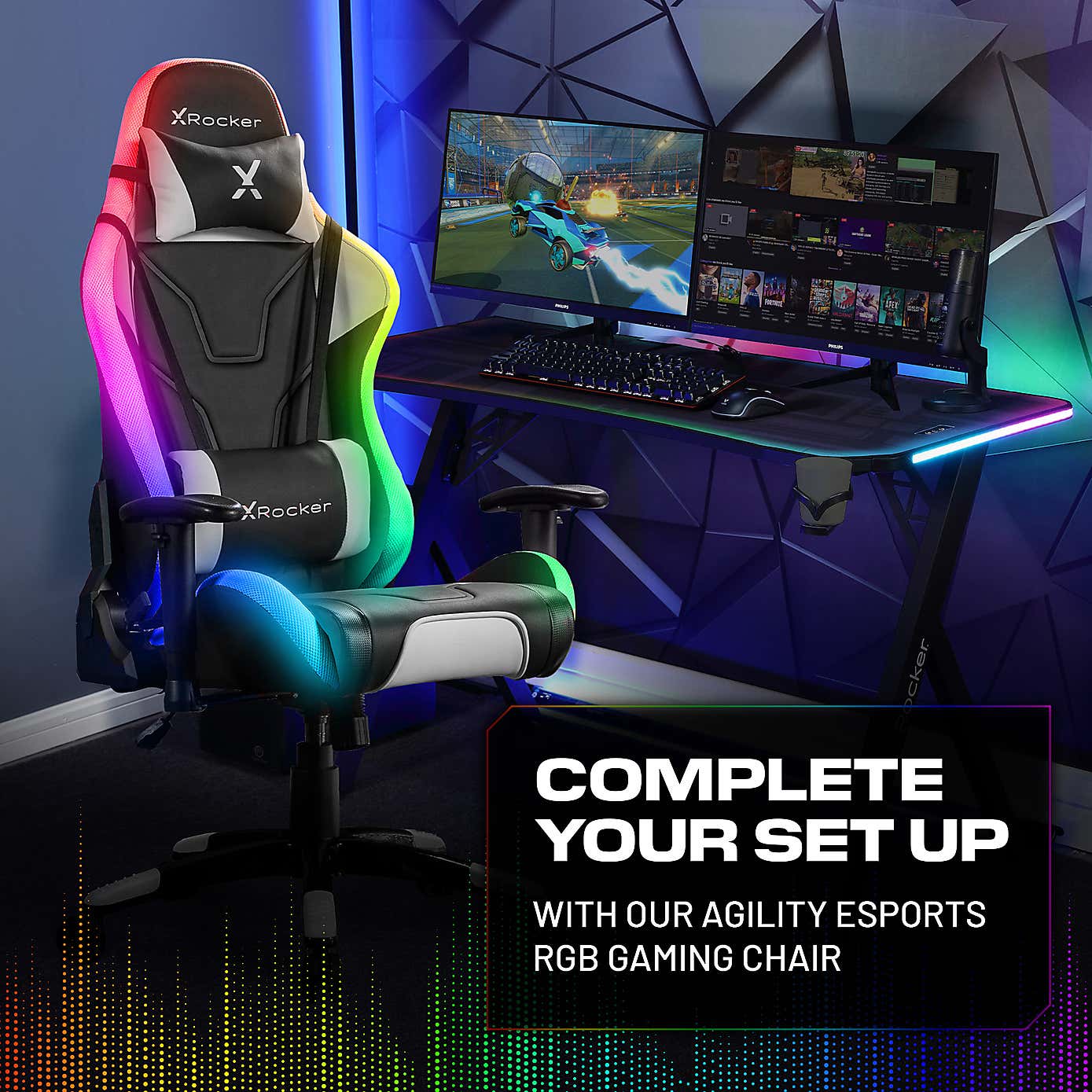 X Rocker Lumio XL LED Gaming Desk