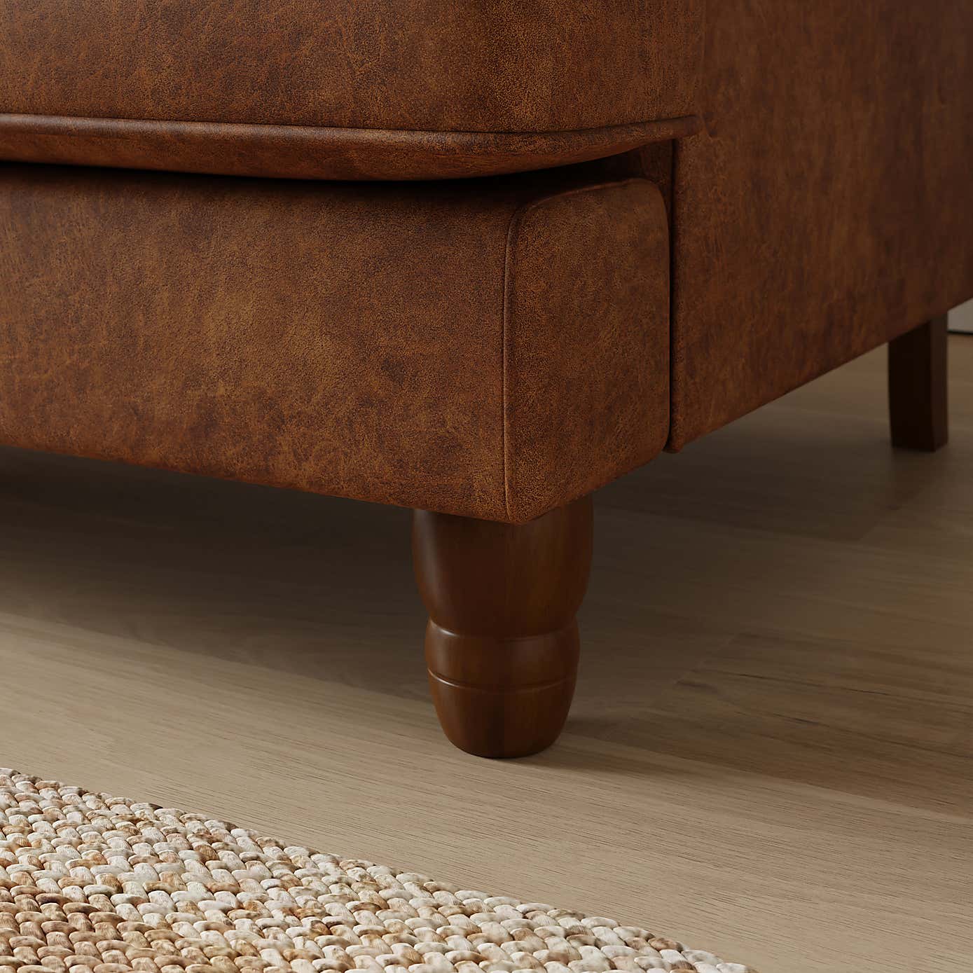 Beatrice Snuggle Sofa, Relaxed Faux Leather