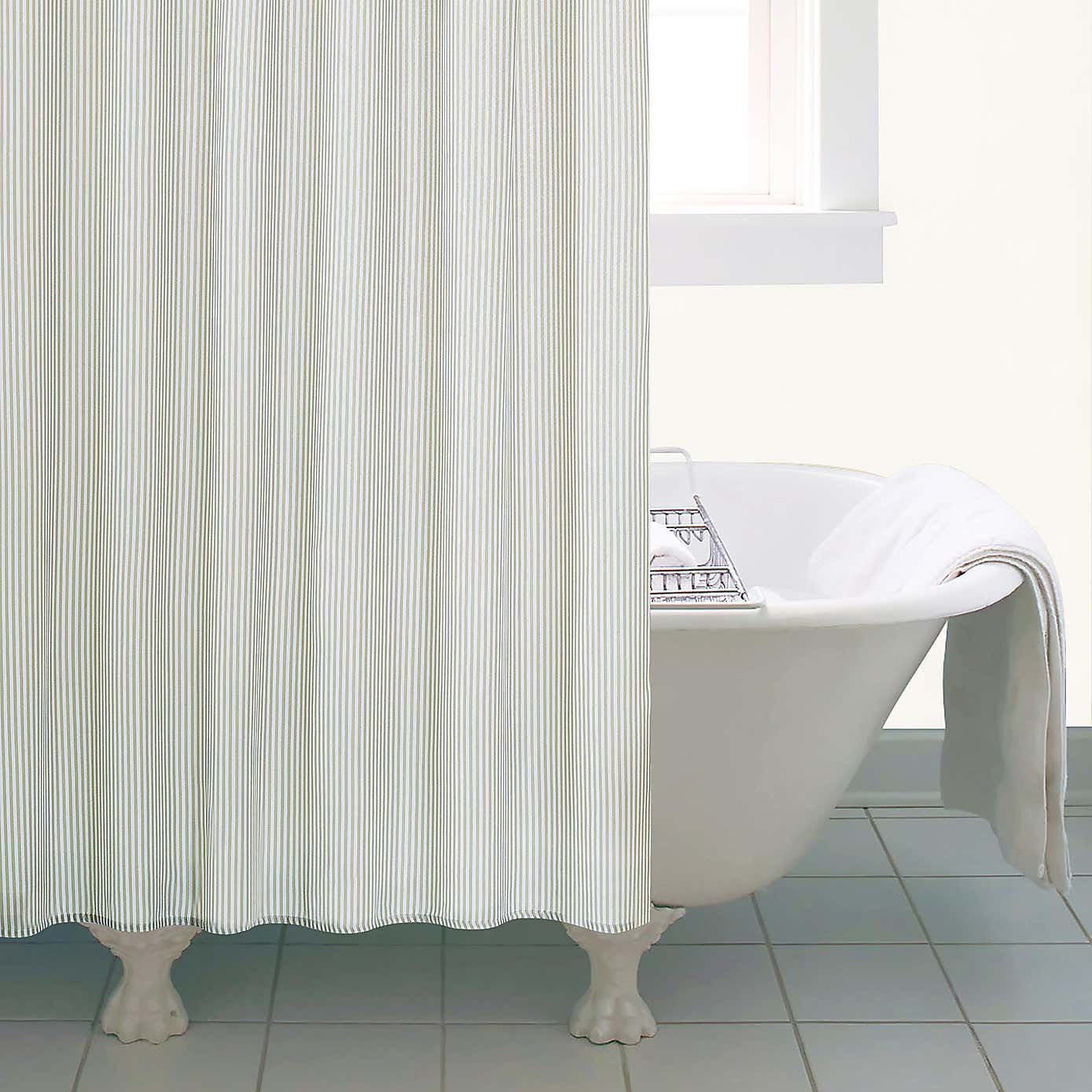 Natural  Skinny Stripe Shower Curtain