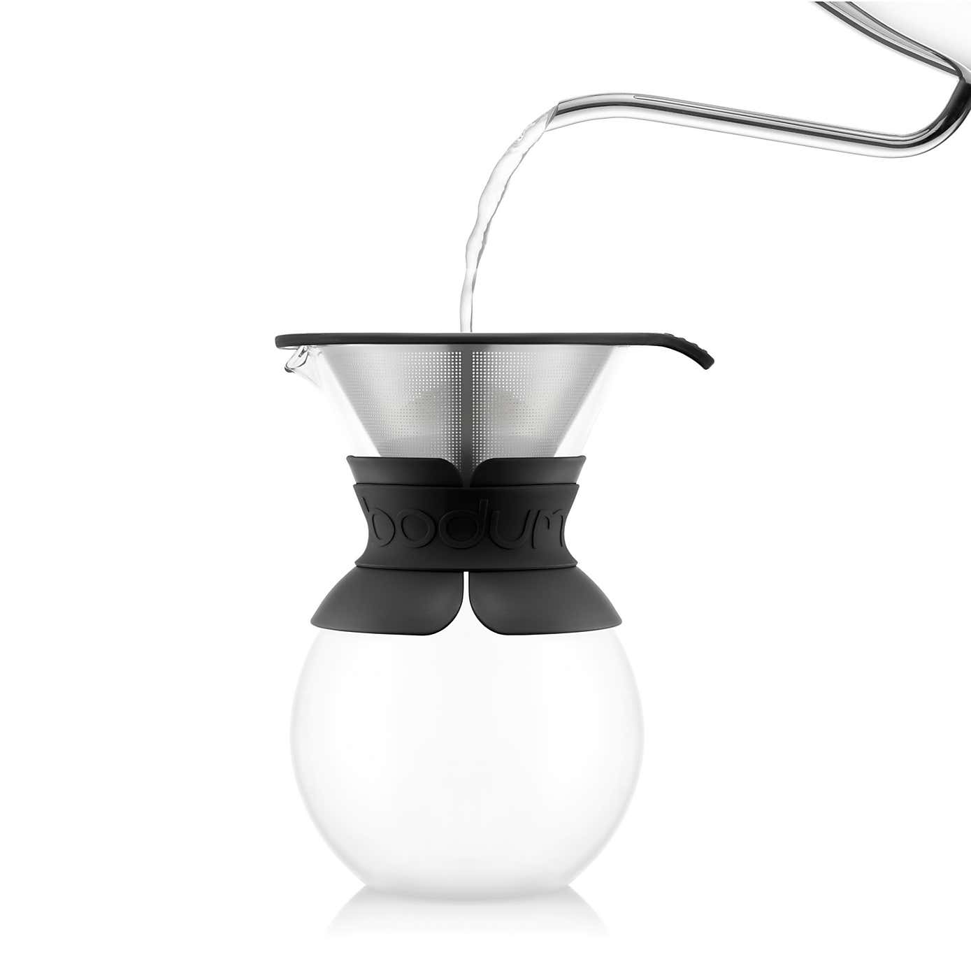 Bodum Black Pour Over Coffee Maker with Permanent Filter, 1L