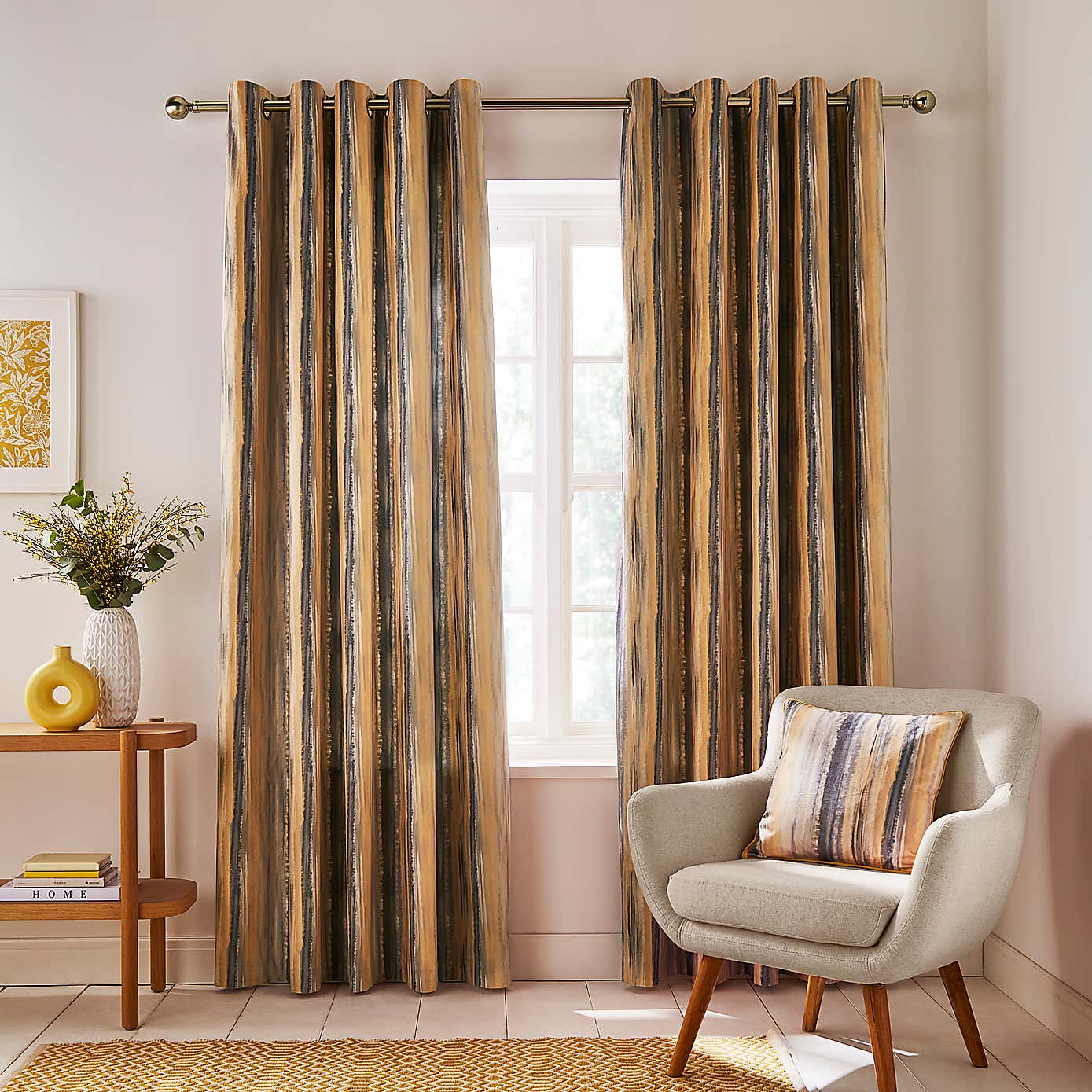 Watercolour Stripe Eyelet Curtains