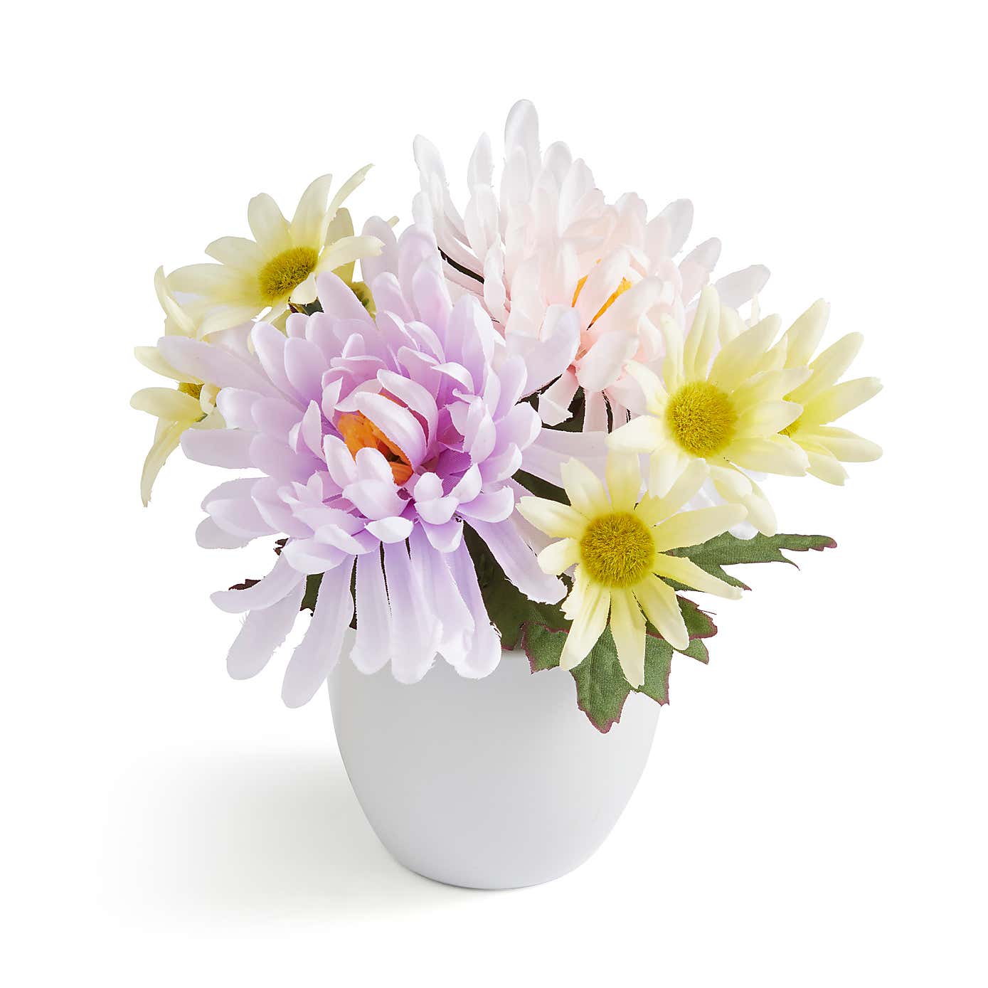 Artificial Floral Arrangement in White Ceramic Plant Pot