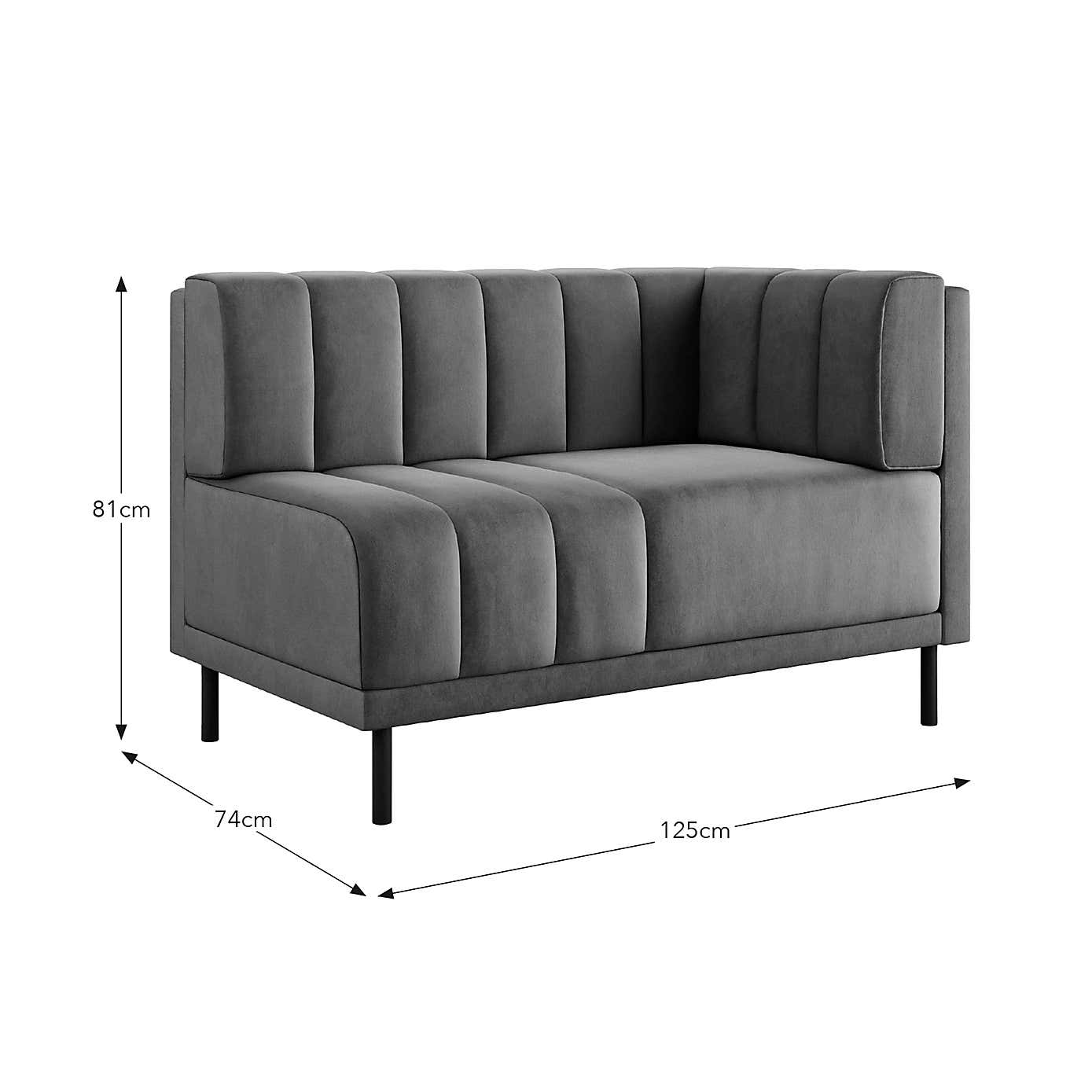 Amali Corner Dining Bench, Matte Plush Velvet