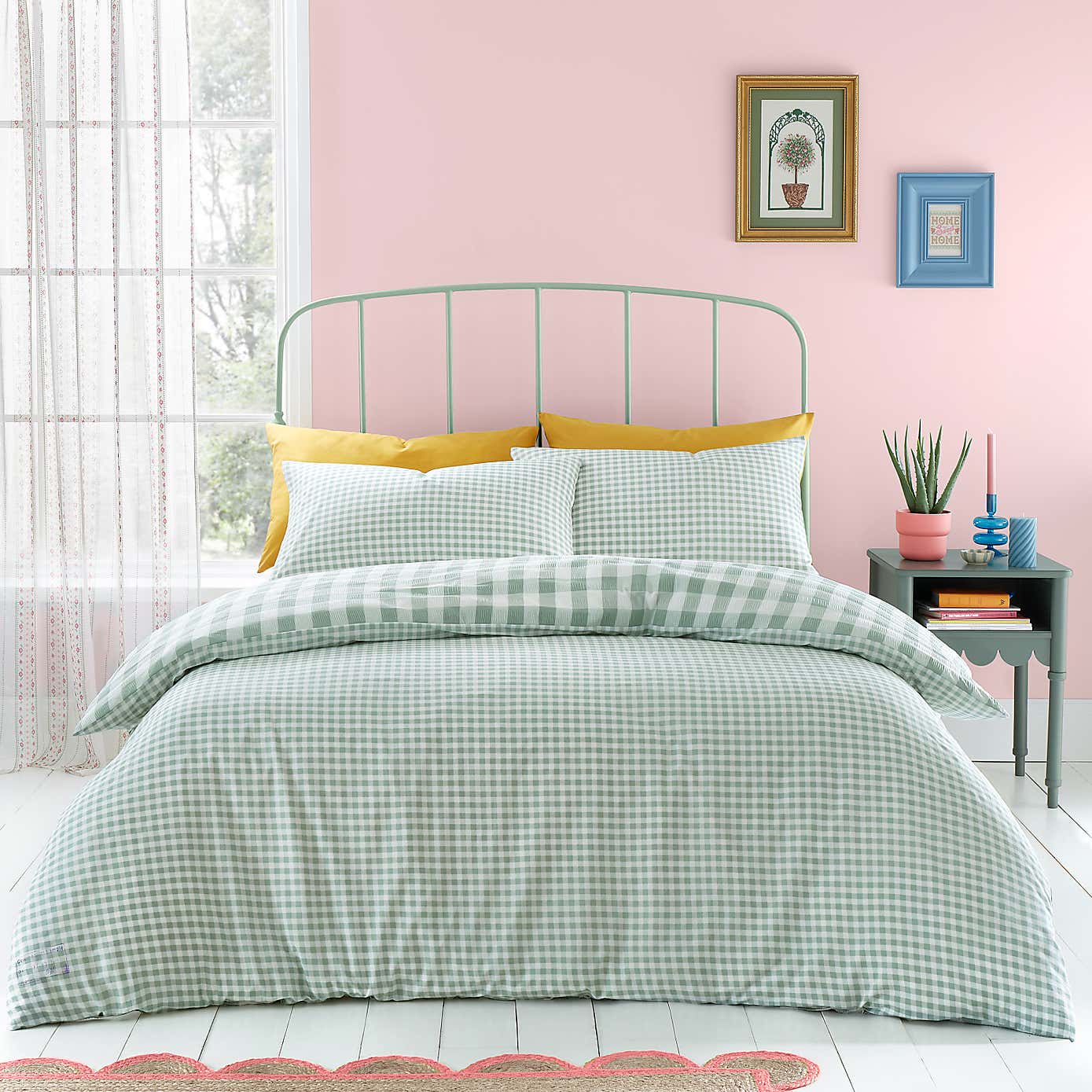 Catherine Lansfield Seersucker Gingham Check Duvet Cover & Pillowcase Set