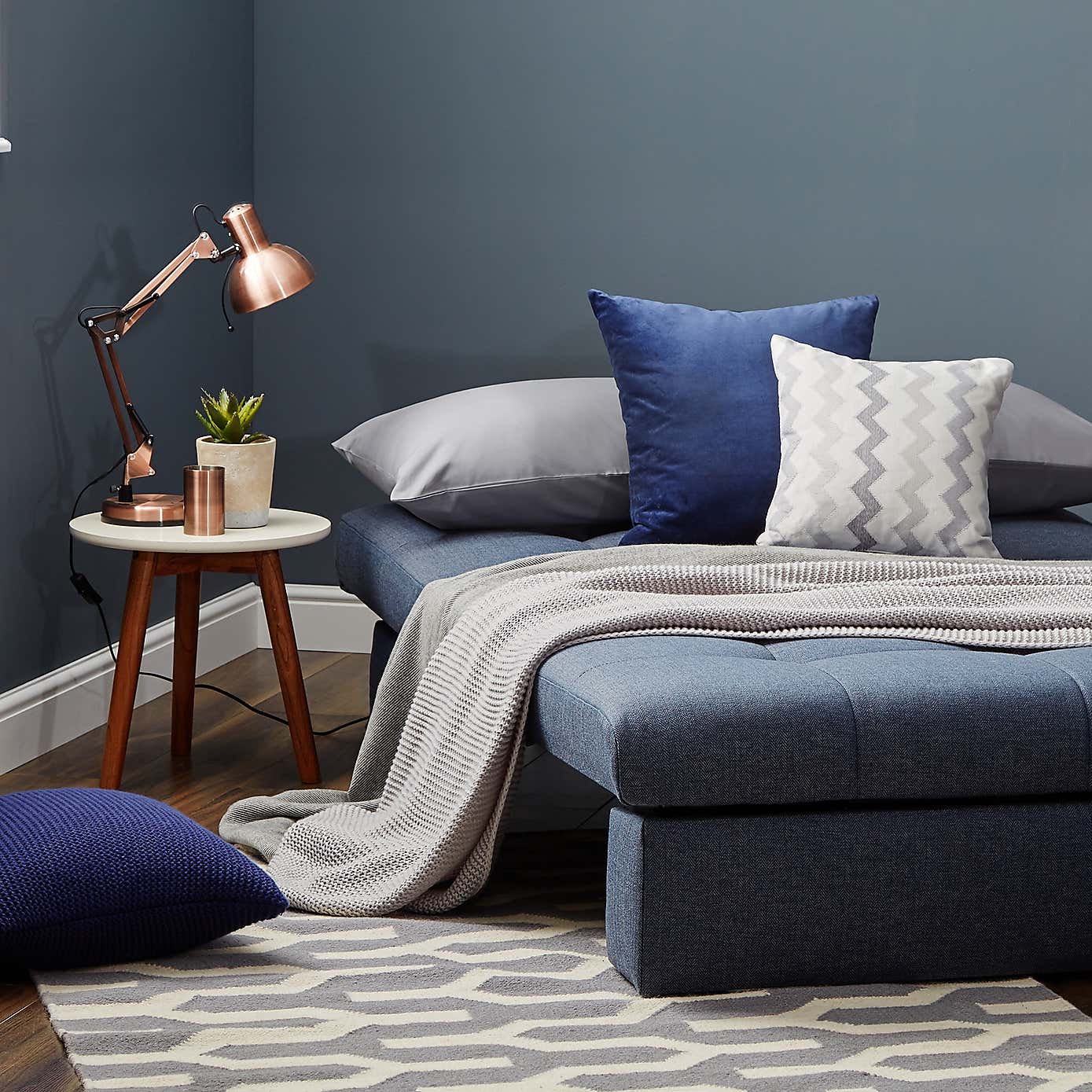 Navy Rowan Compact Double Sofa Bed
