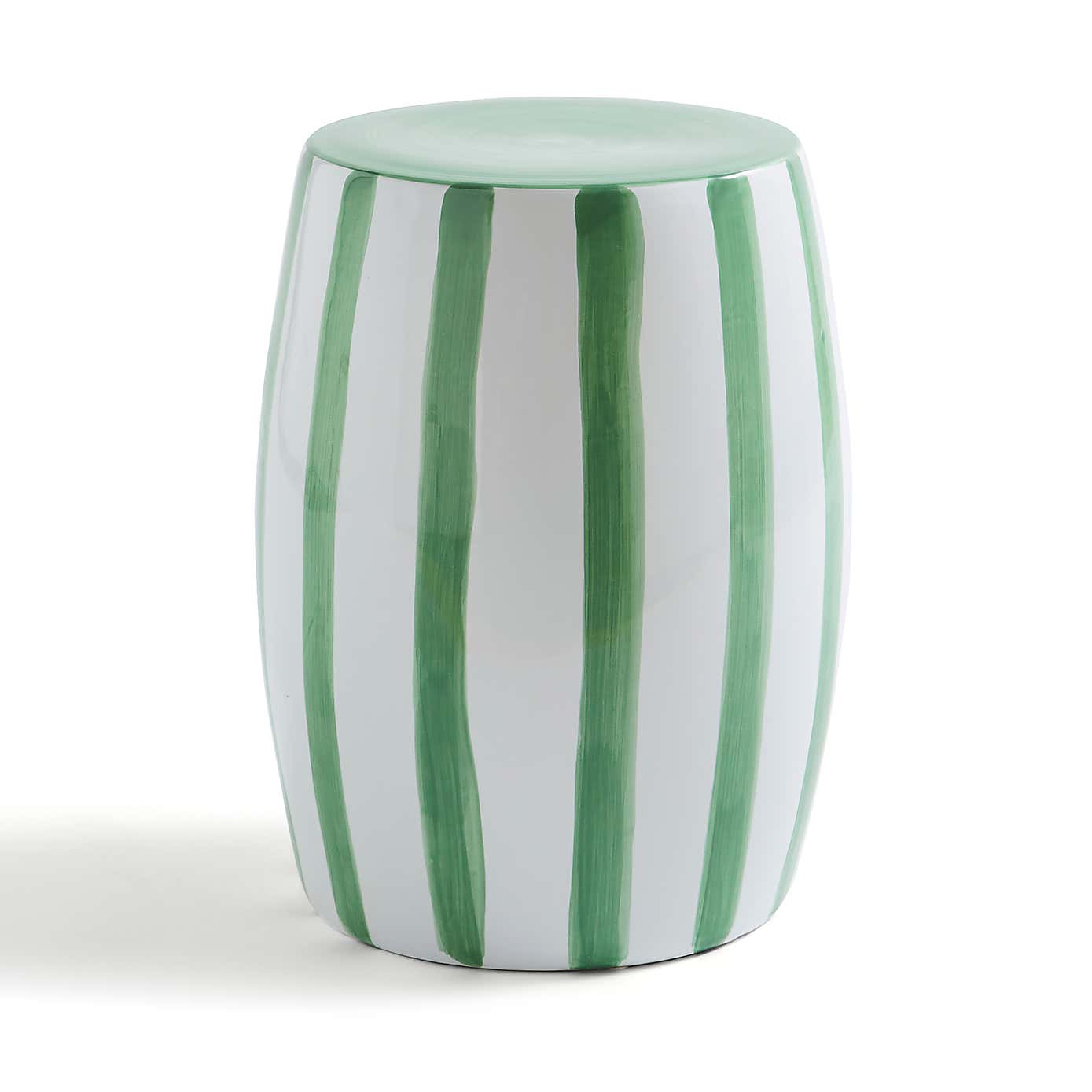 Beatrice Striped Ceramic Side Table, Green