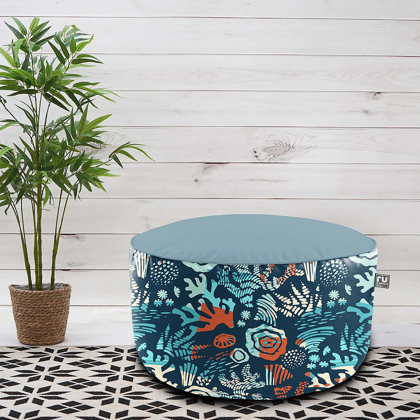 rucomfy Sea Breeze Printed Drum Indoor Outdoor Pouffe