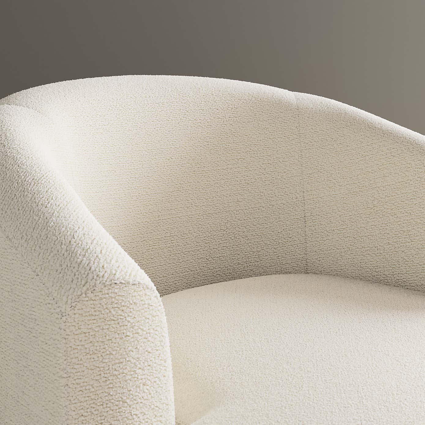 Carmen Curved Chunky Chenille Swivel Chair, Ivory