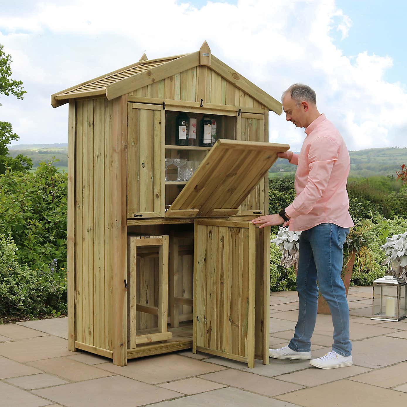 Garden Bar and 2 Stool Set