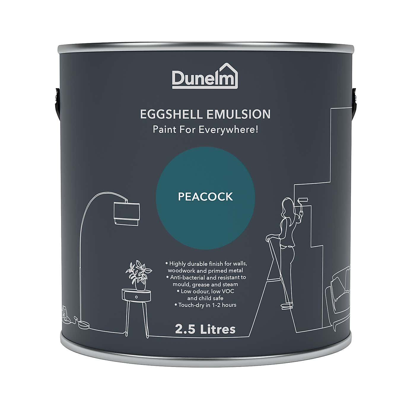 Dunelm Peacock Eggshell Emulsion Paint