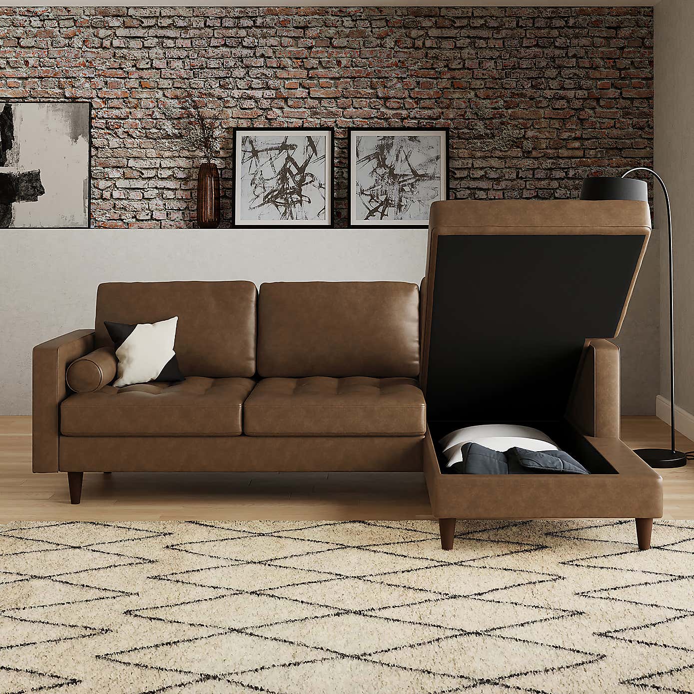 Zoe Faux Leather 3 Seater Corner Double Sofa Bed