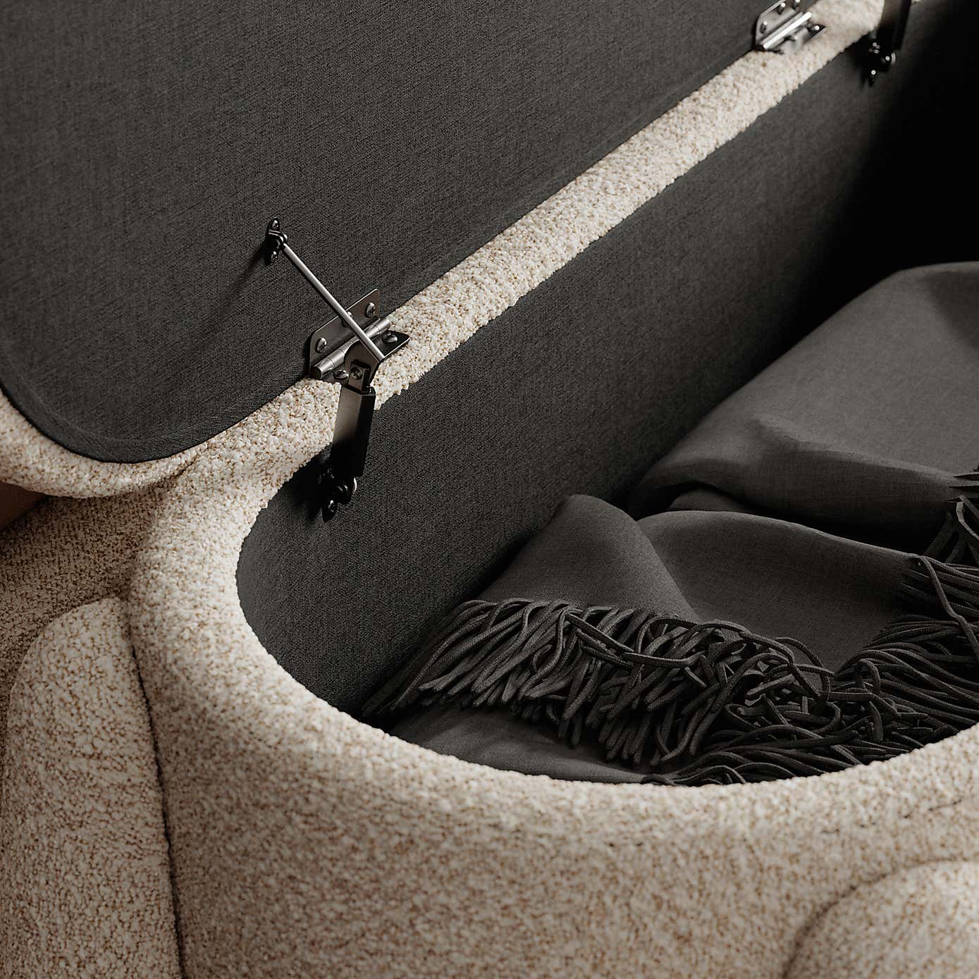 Romy Boucle Natural Storage Ottoman