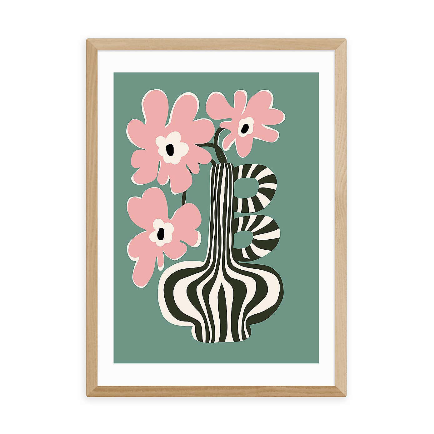 East End Prints Floral Stripe Print by Miho Art Studio