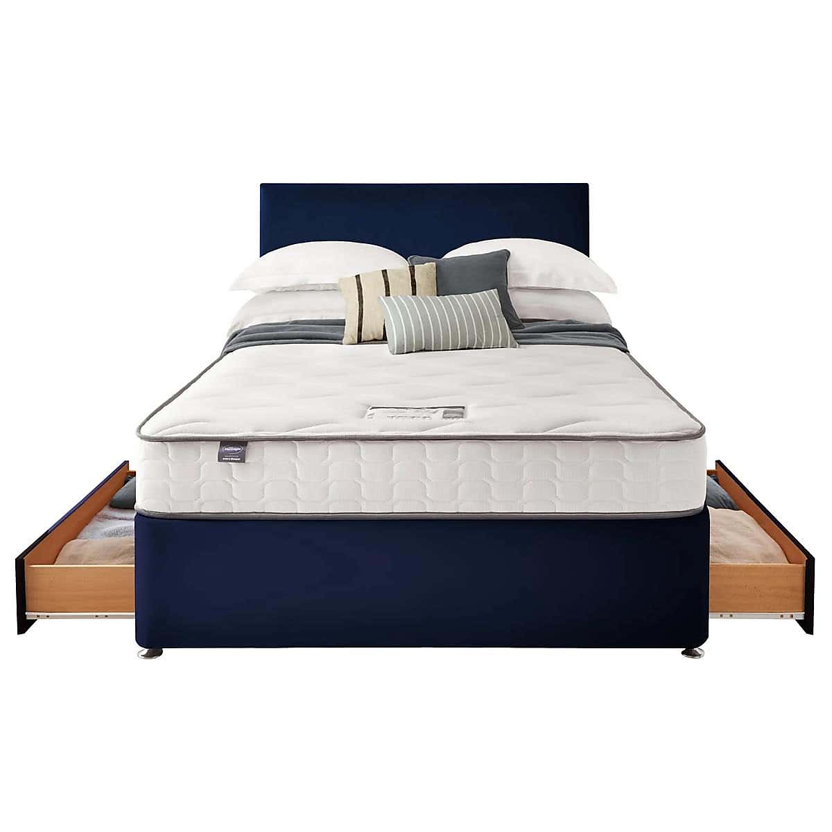 Silentnight 2 Drawer Divan Bed With Velvet Paris Headboard