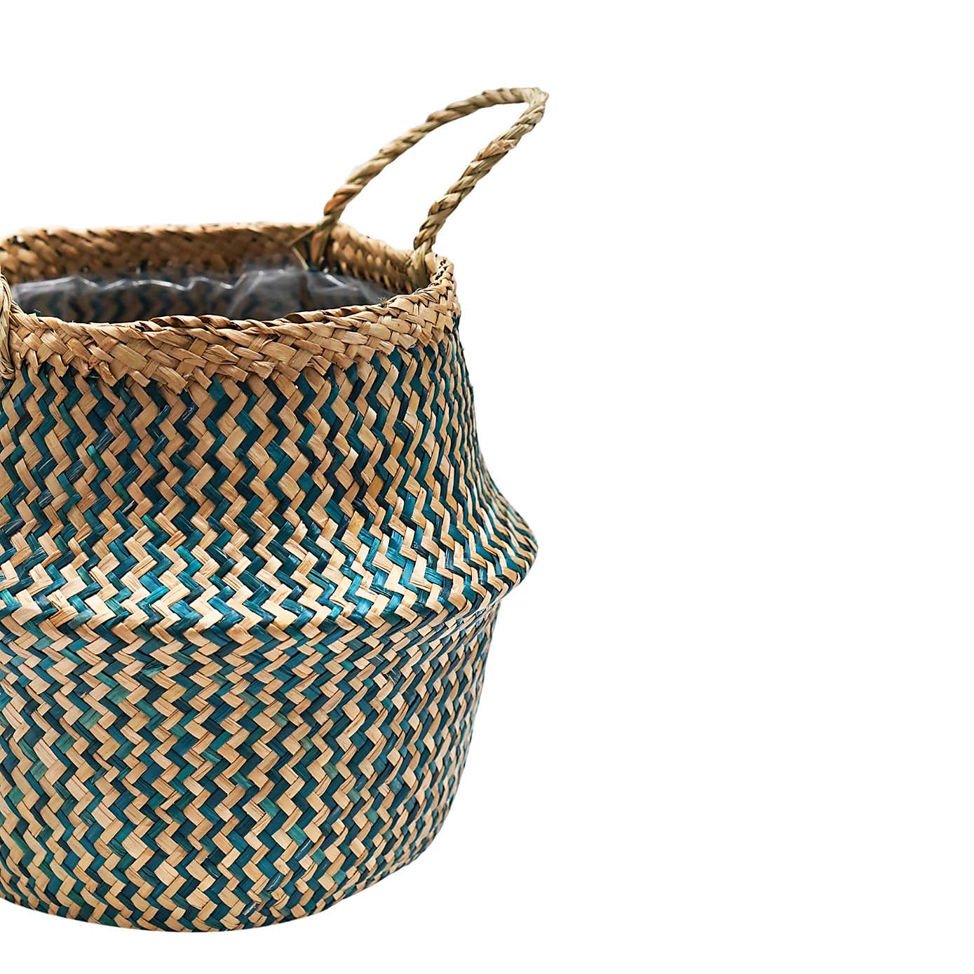 Medium Seagrass Chevron White Lined Basket